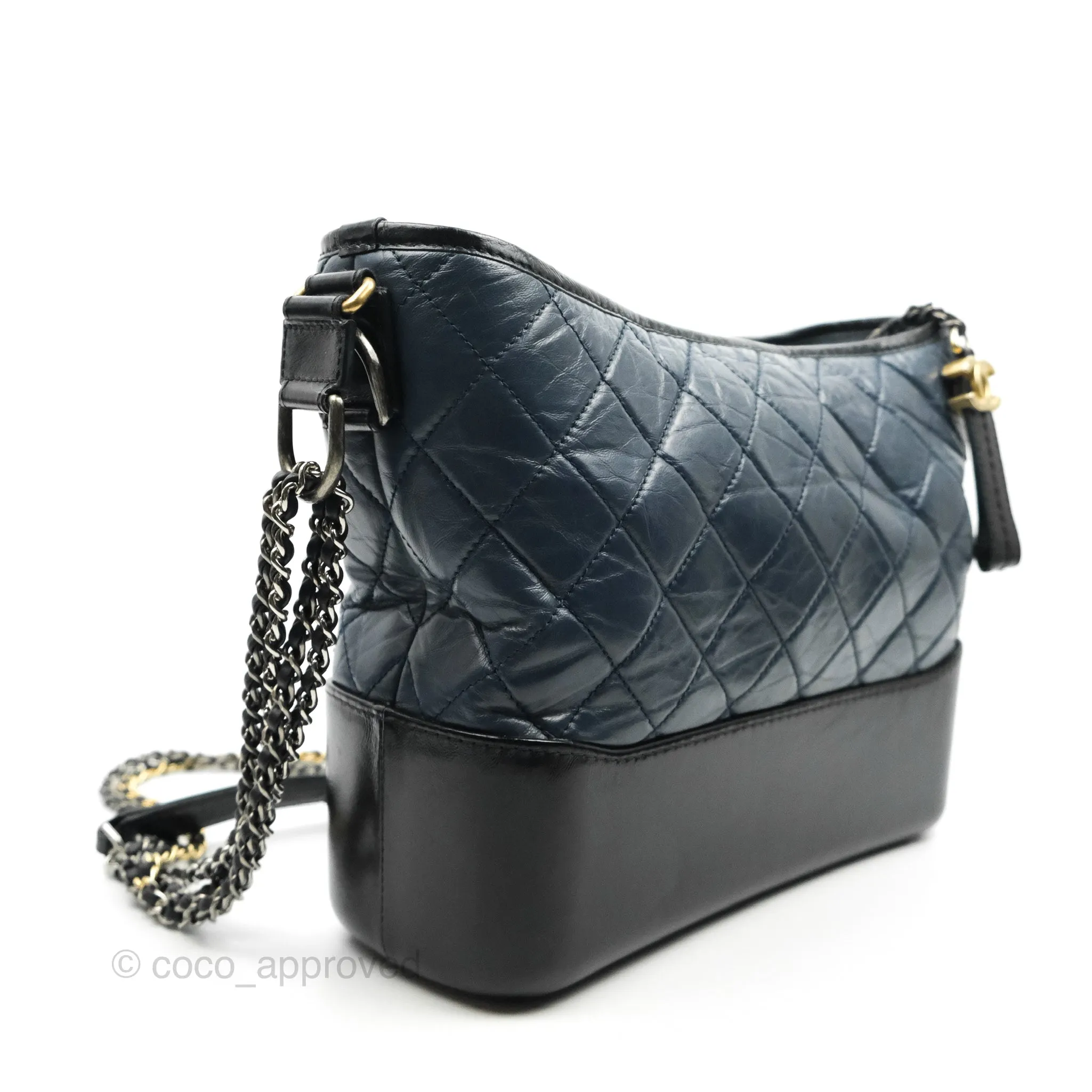 Chanel Medium Gabrielle Navy Black Aged Calfskin Mixed Hardware