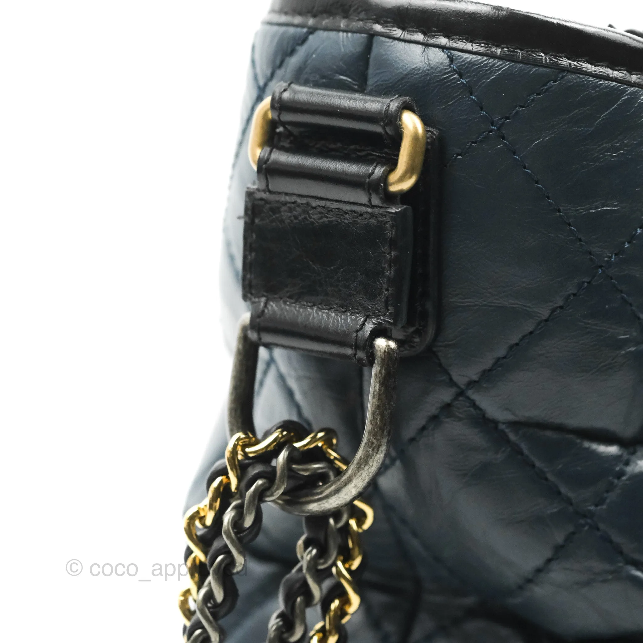 Chanel Medium Gabrielle Navy Black Aged Calfskin Mixed Hardware