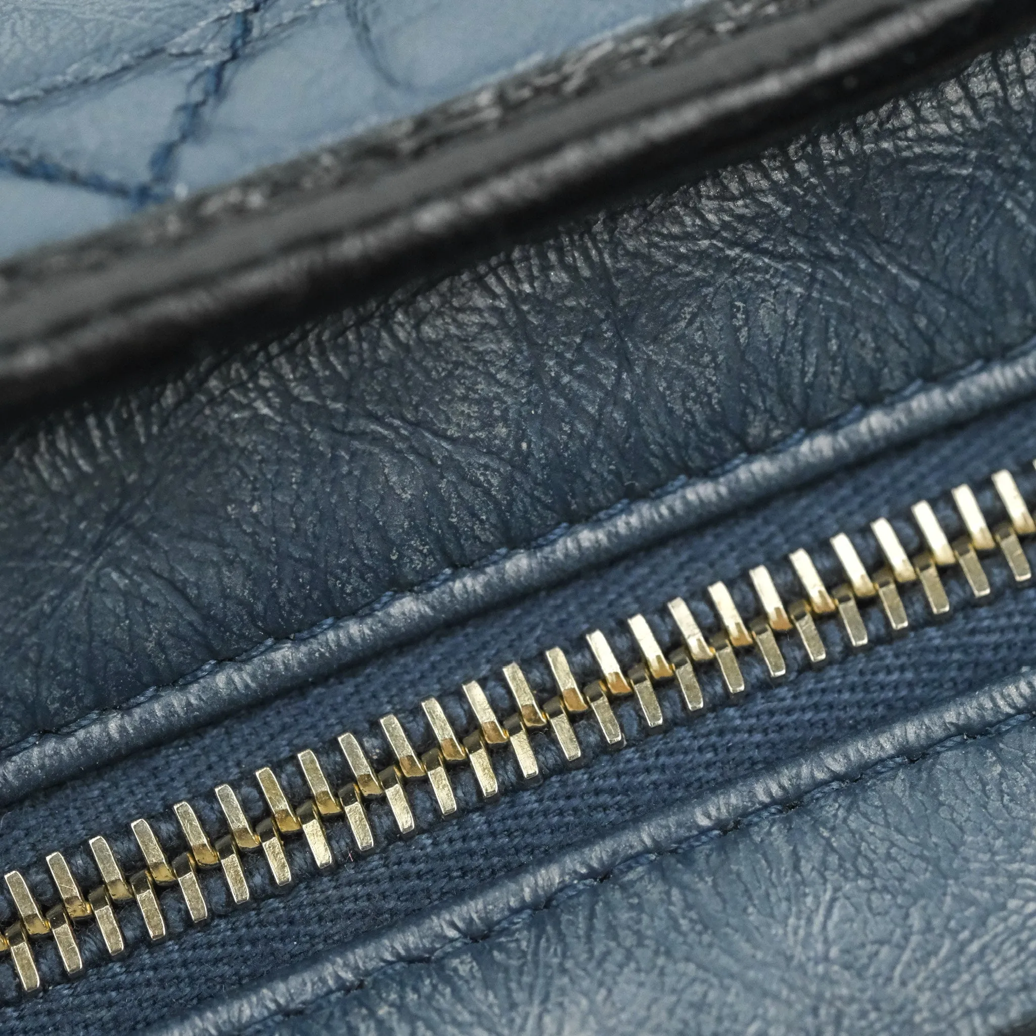 Chanel Medium Gabrielle Navy Black Aged Calfskin Mixed Hardware