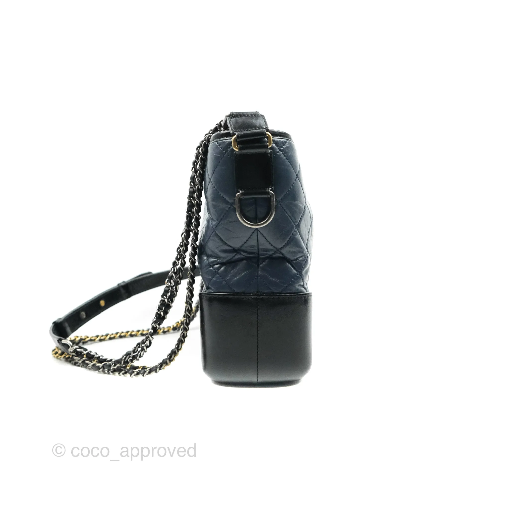 Chanel Medium Gabrielle Navy Black Aged Calfskin Mixed Hardware