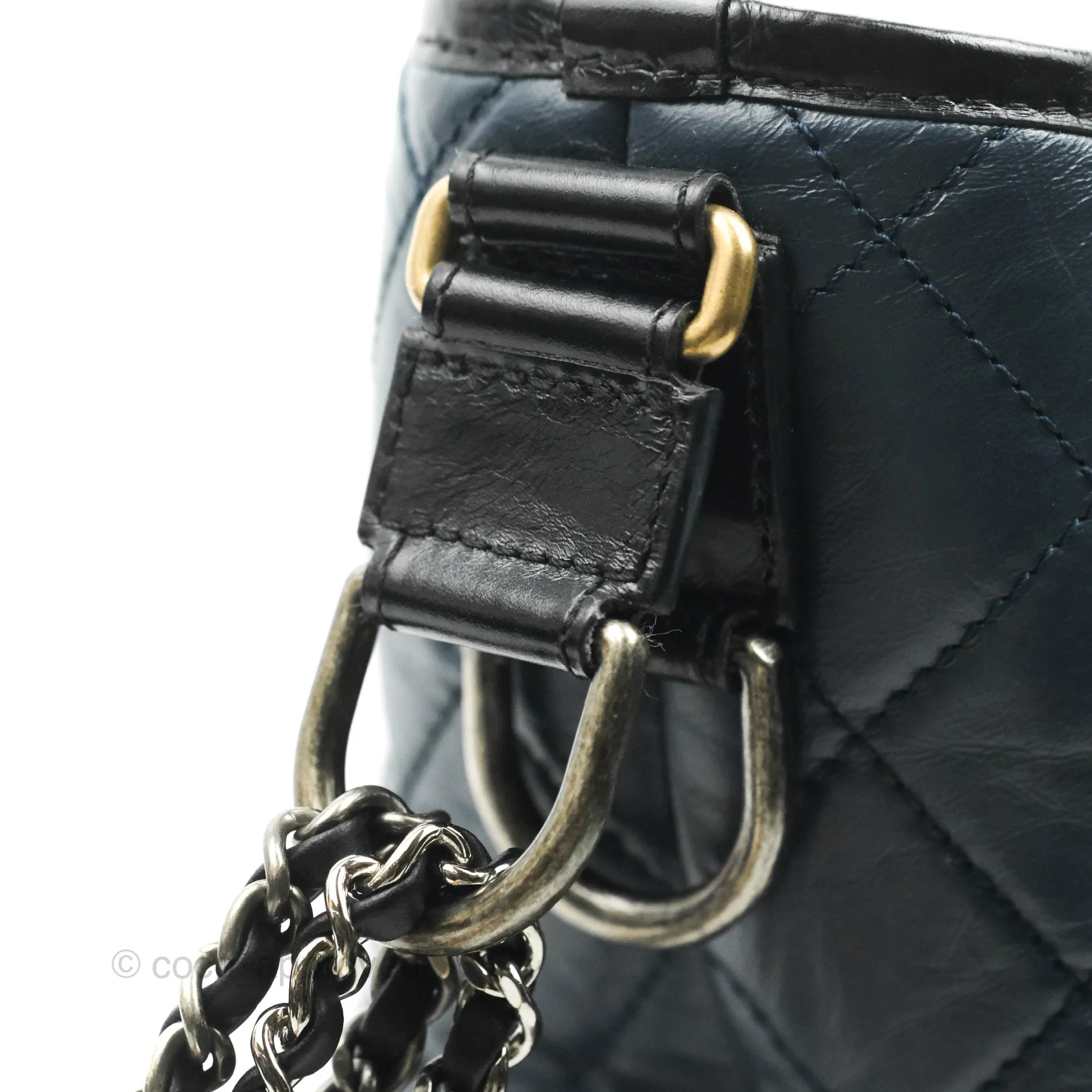 Chanel Medium Gabrielle Navy Black Aged Calfskin Mixed Hardware