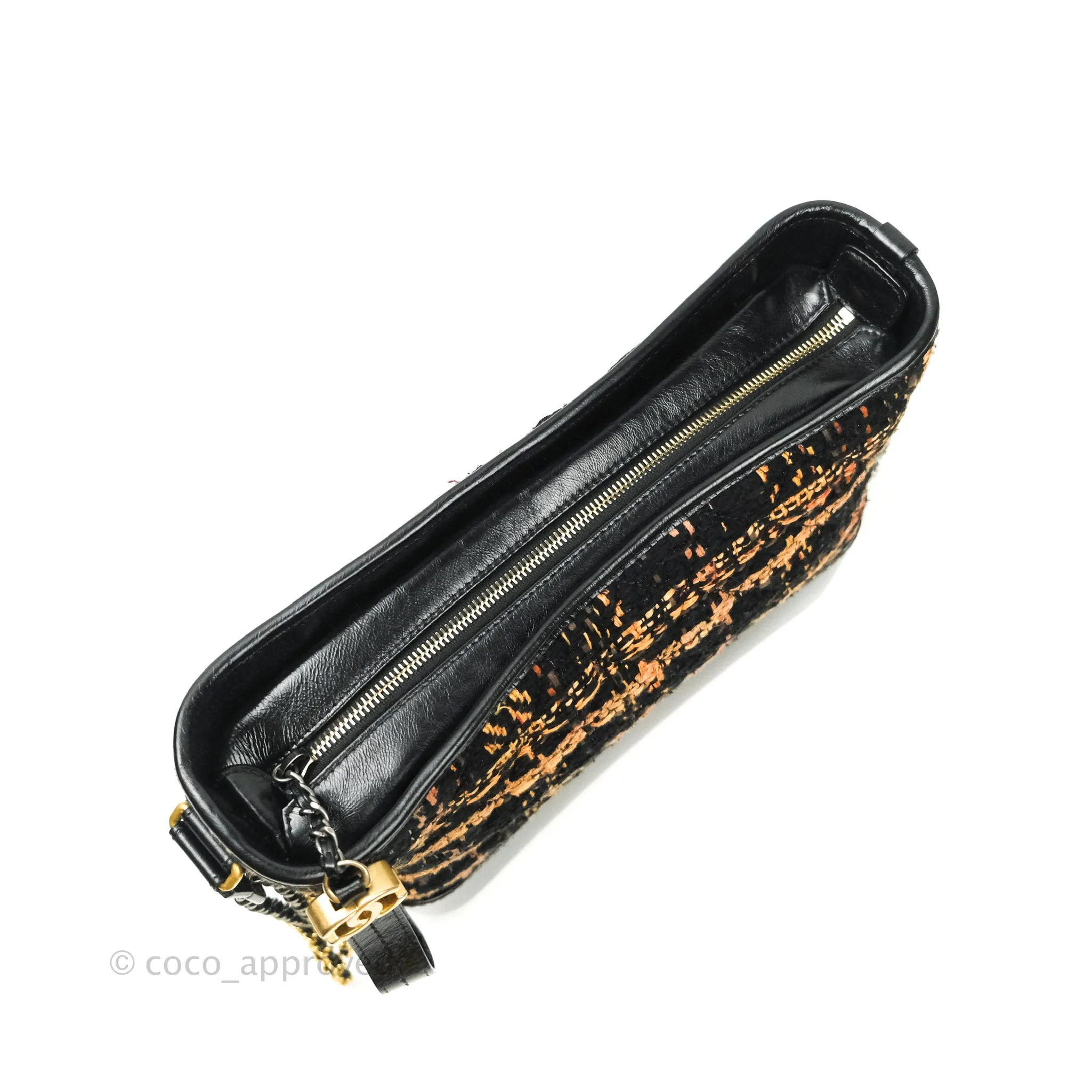 Chanel Medium Gabrielle Tweed Beige Black Calfskin