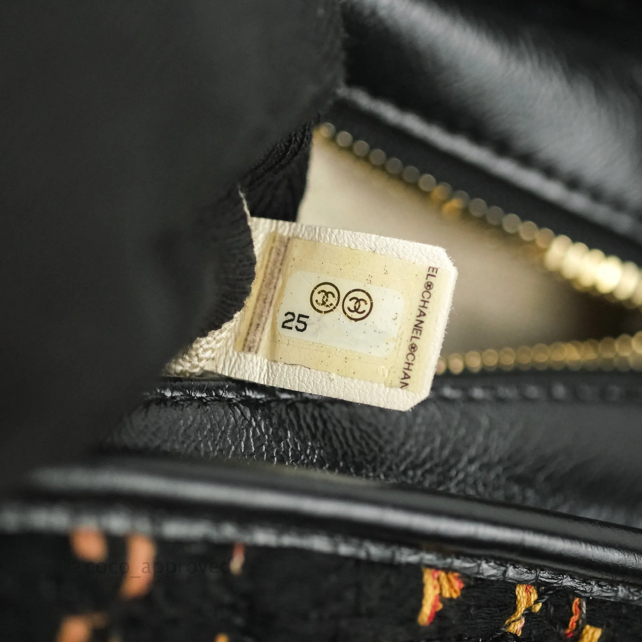Chanel Medium Gabrielle Tweed Beige Black Calfskin