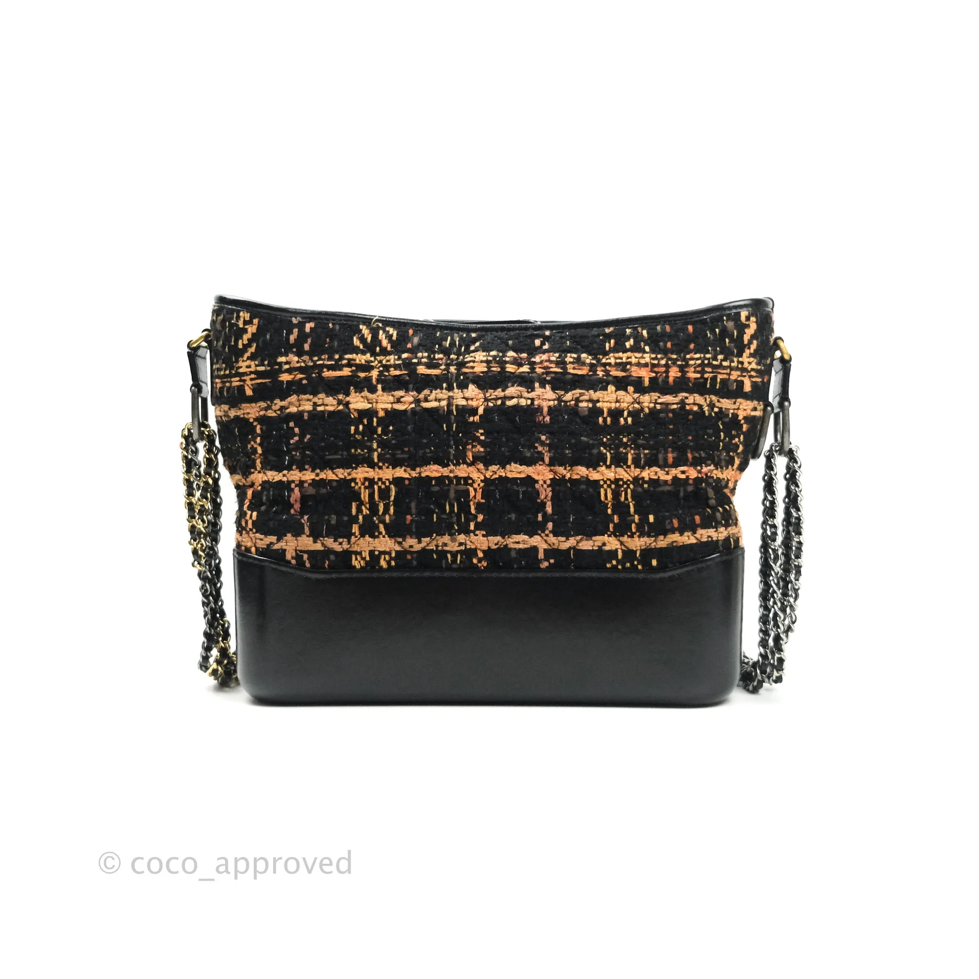 Chanel Medium Gabrielle Tweed Beige Black Calfskin