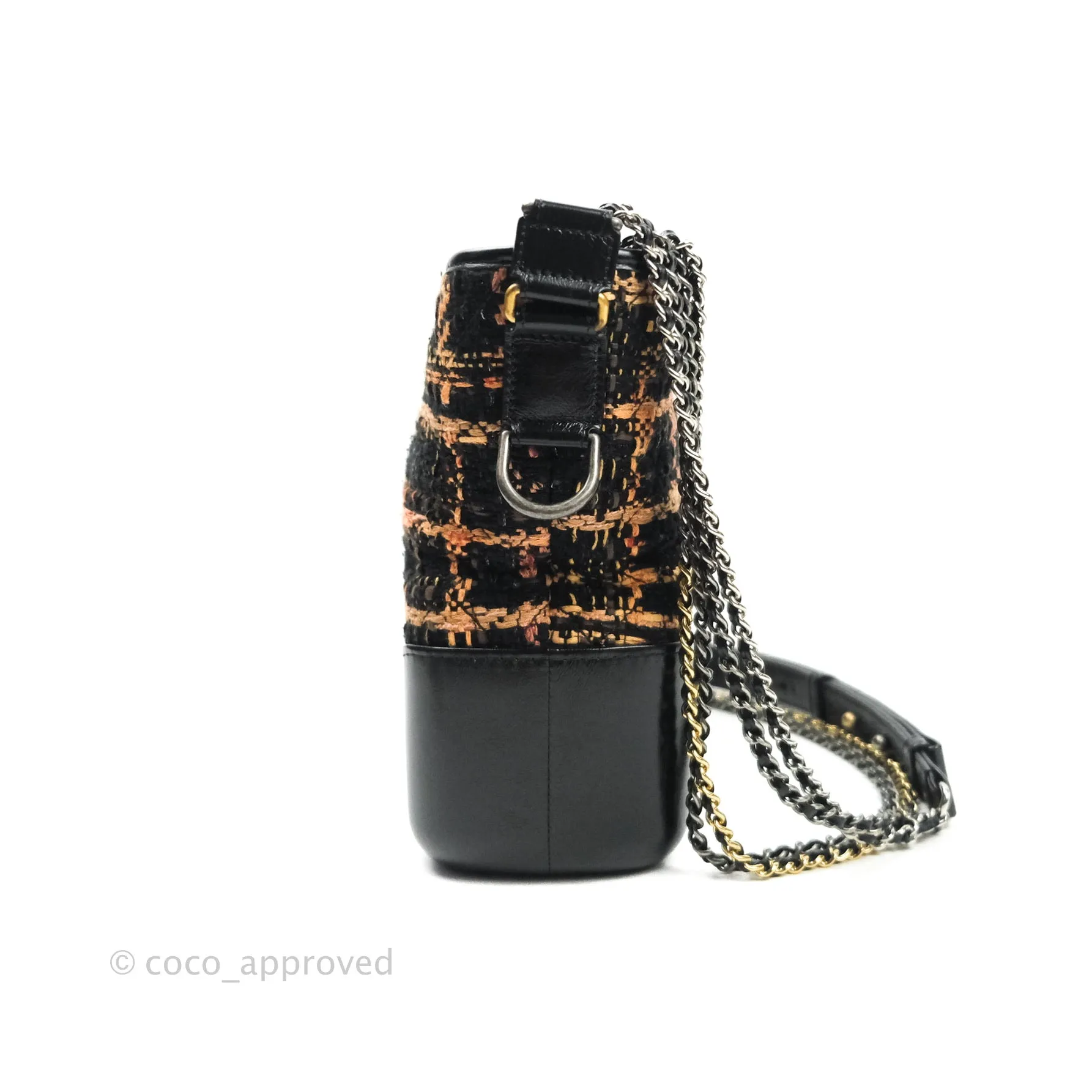 Chanel Medium Gabrielle Tweed Beige Black Calfskin