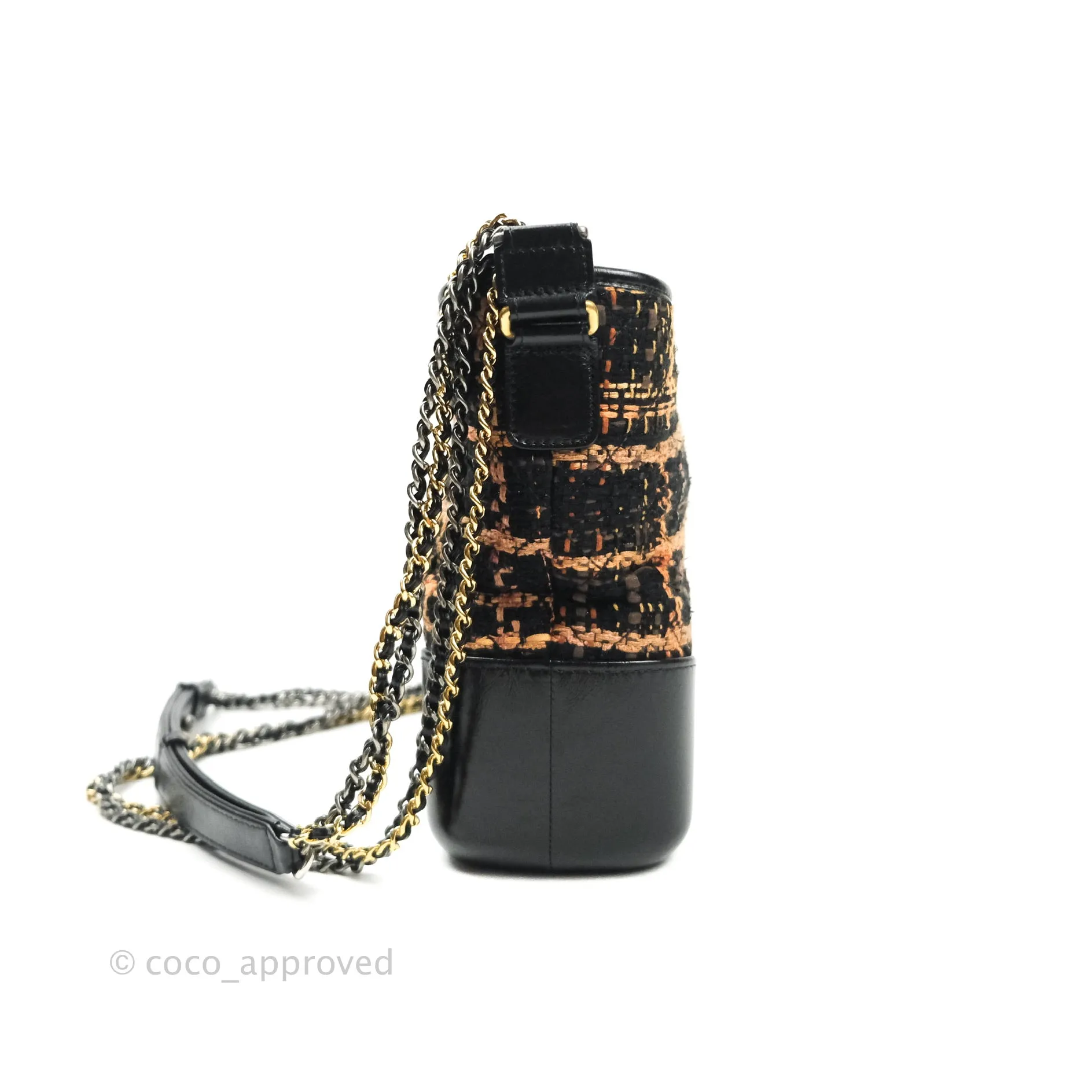 Chanel Medium Gabrielle Tweed Beige Black Calfskin