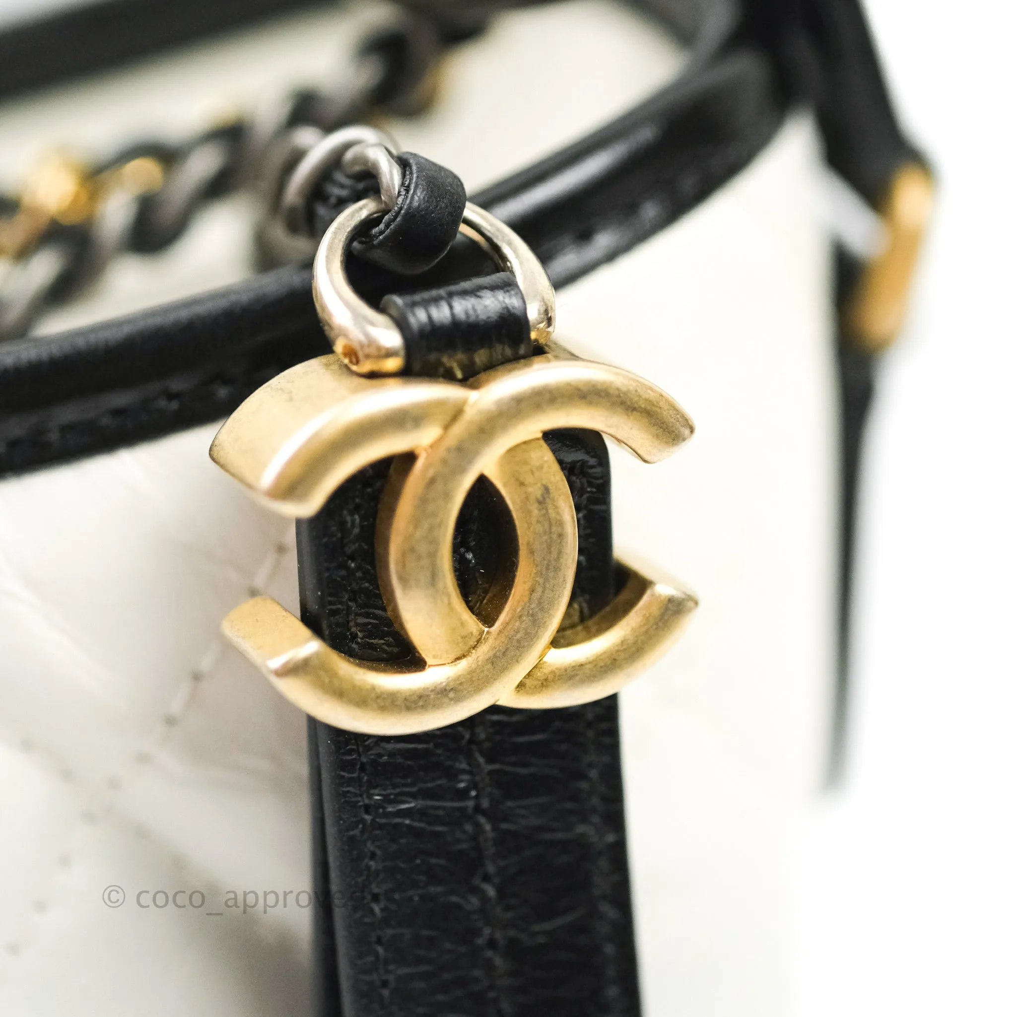 Chanel Medium Gabrielle White Black Aged Calfskin