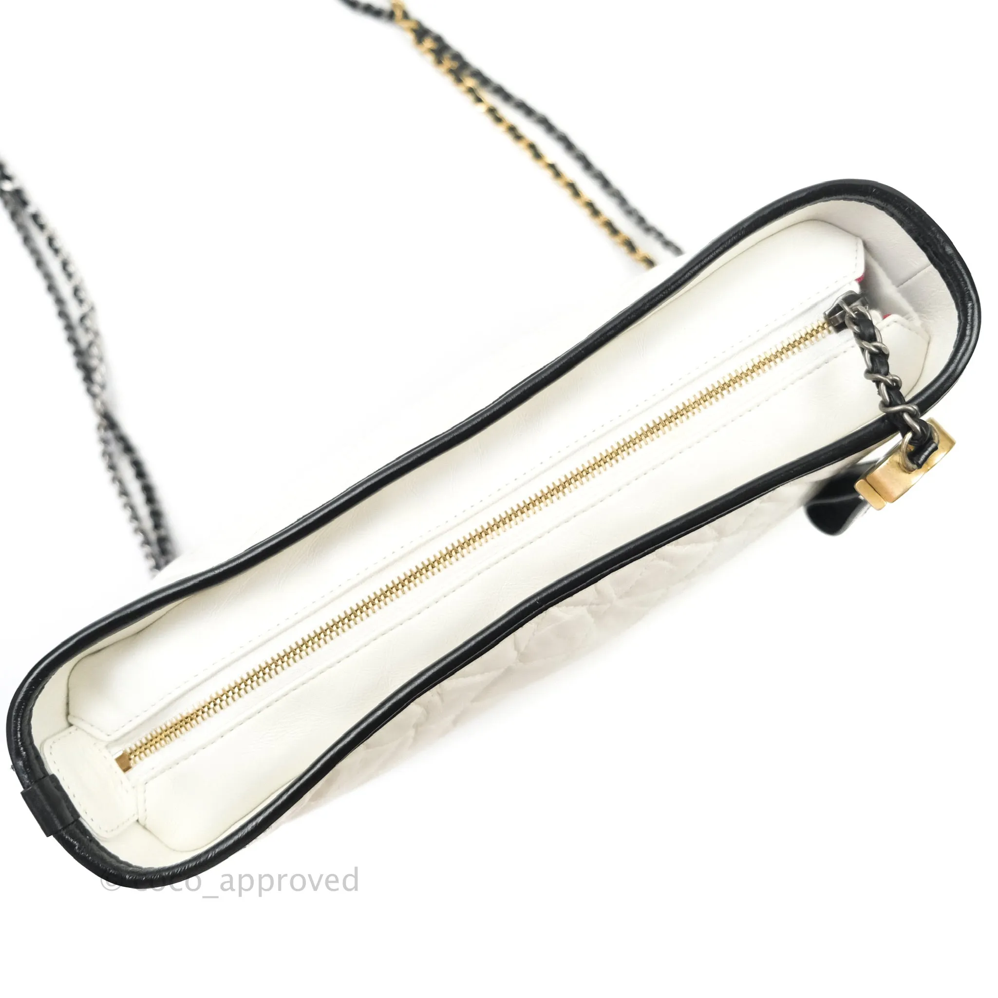 Chanel Medium Gabrielle White Black Aged Calfskin