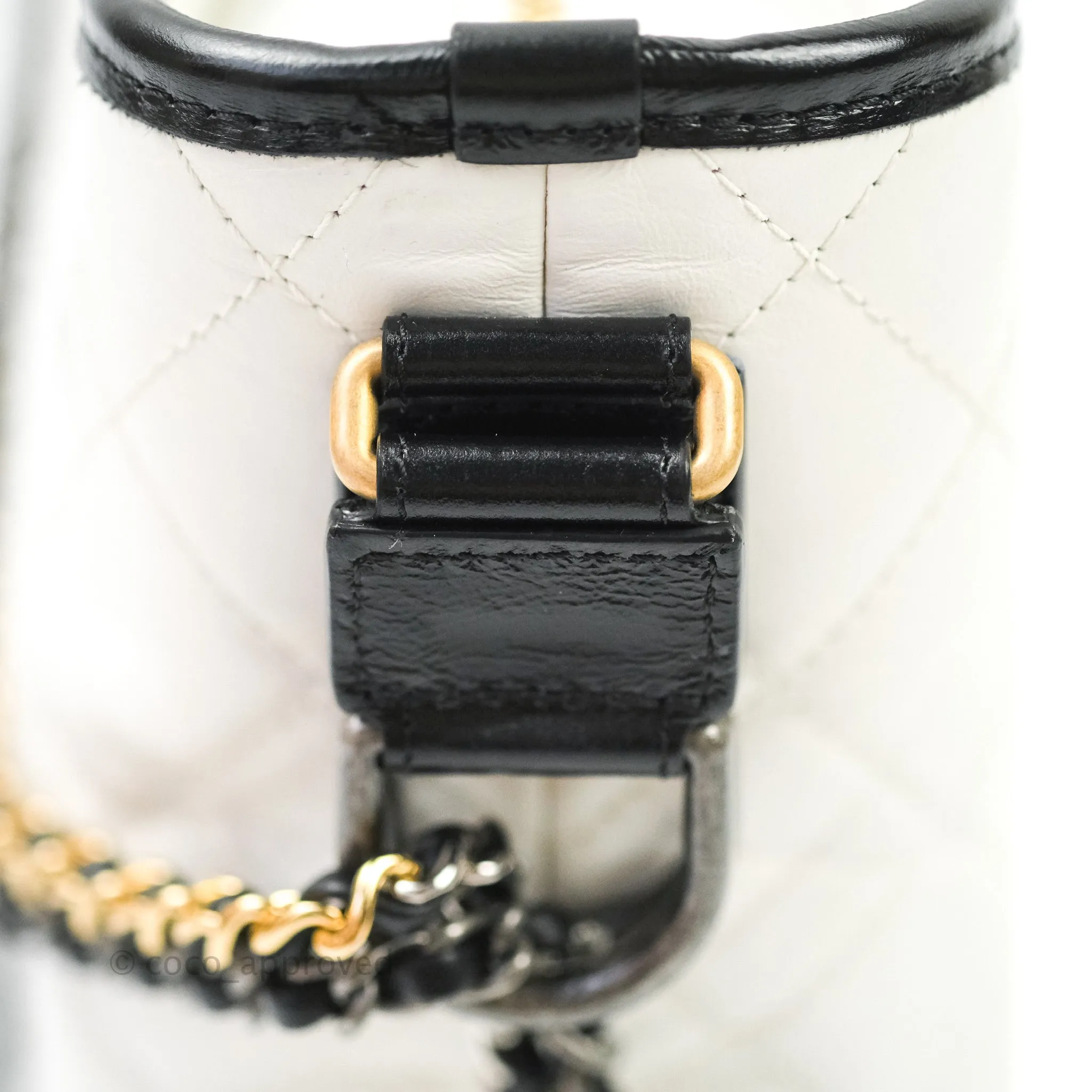 Chanel Medium Gabrielle White Black Aged Calfskin