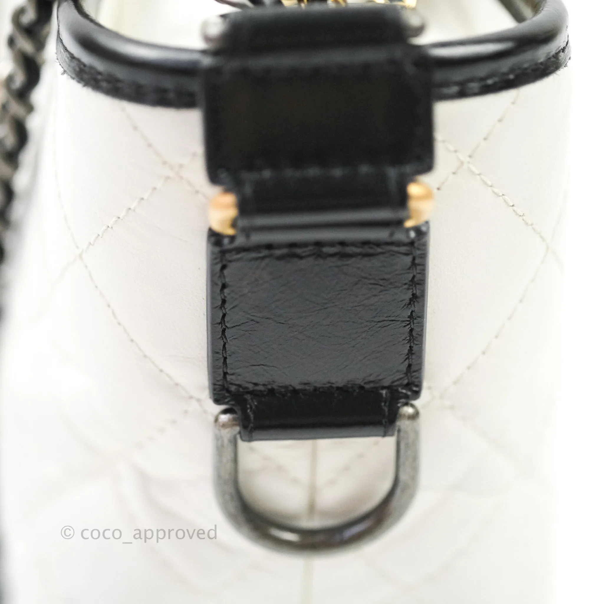 Chanel Medium Gabrielle White Black Aged Calfskin
