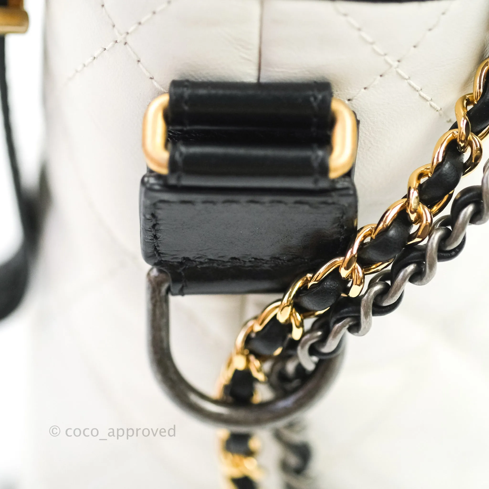 Chanel Medium Gabrielle White Black Aged Calfskin