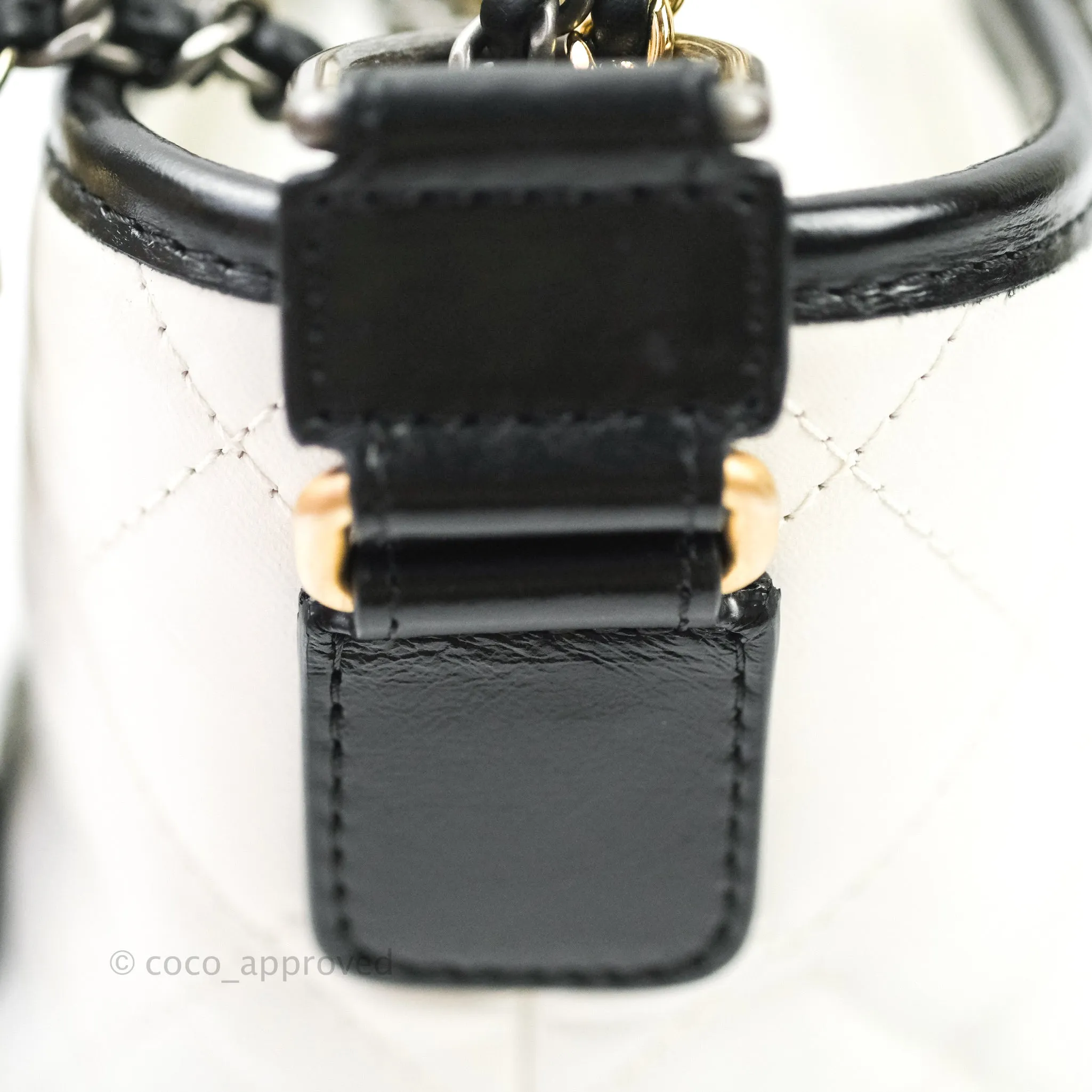 Chanel Medium Gabrielle White Black Aged Calfskin