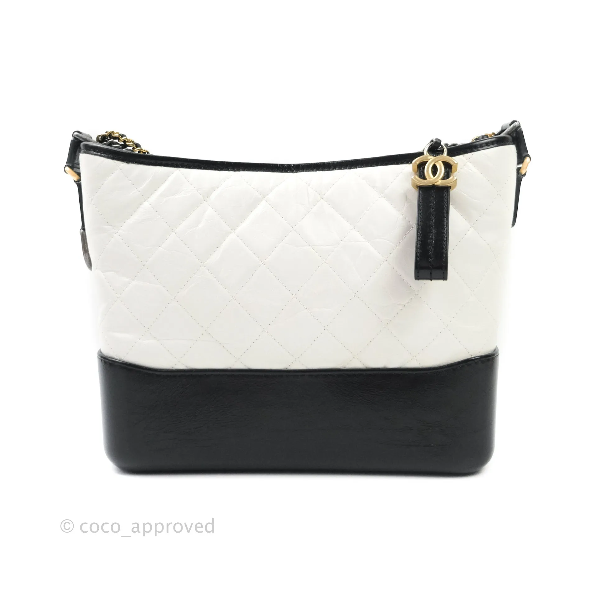 Chanel Medium Gabrielle White Black Aged Calfskin