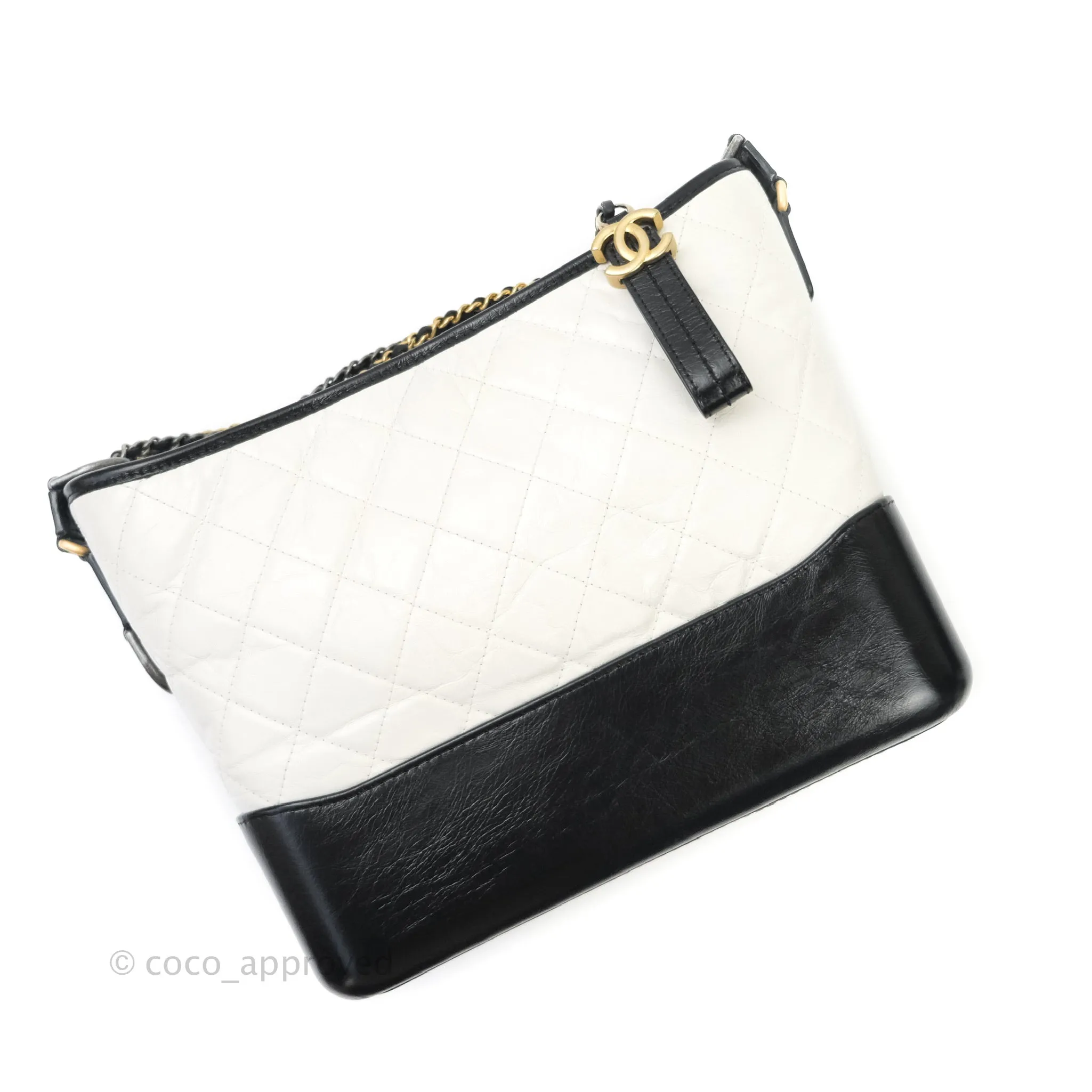 Chanel Medium Gabrielle White Black Aged Calfskin