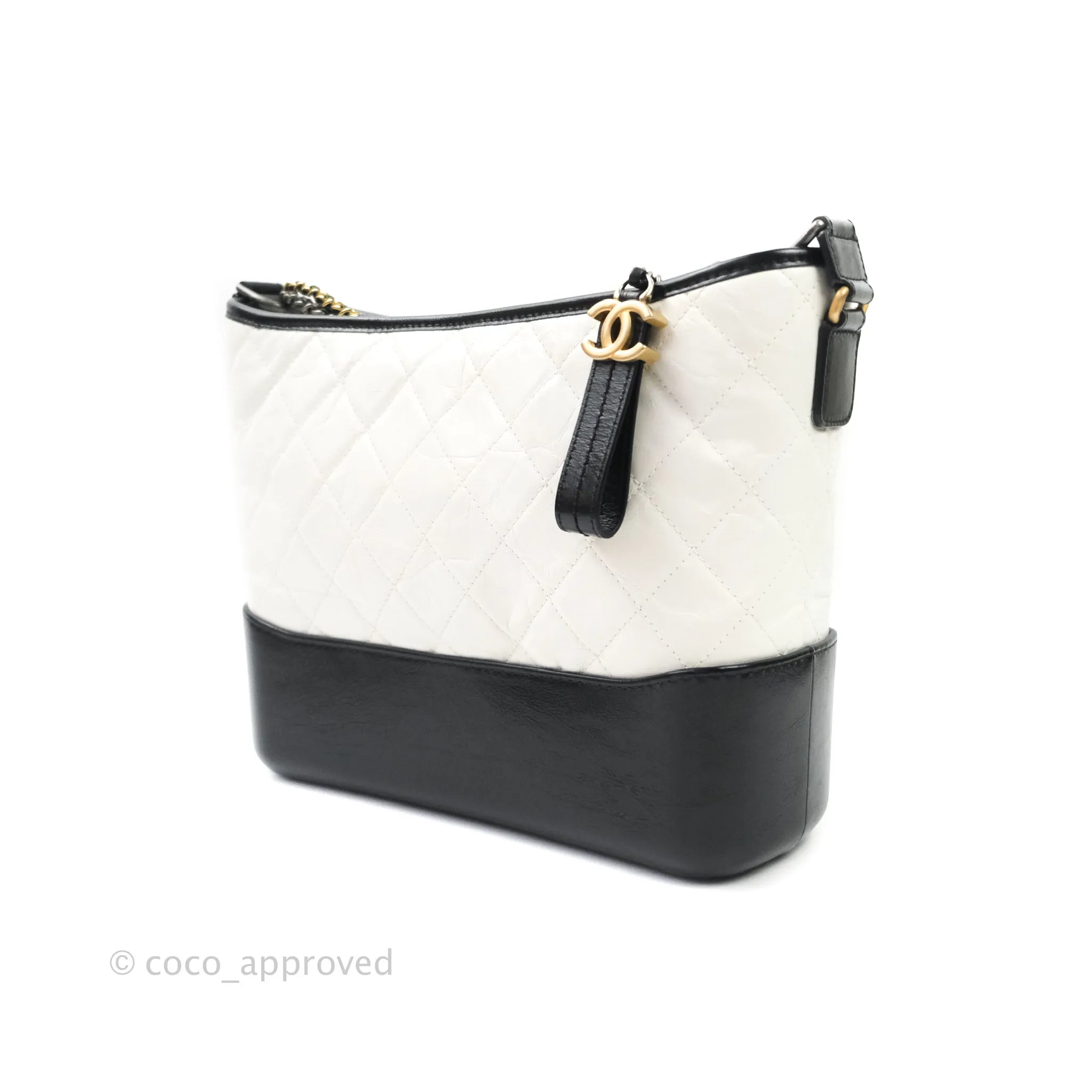 Chanel Medium Gabrielle White Black Aged Calfskin