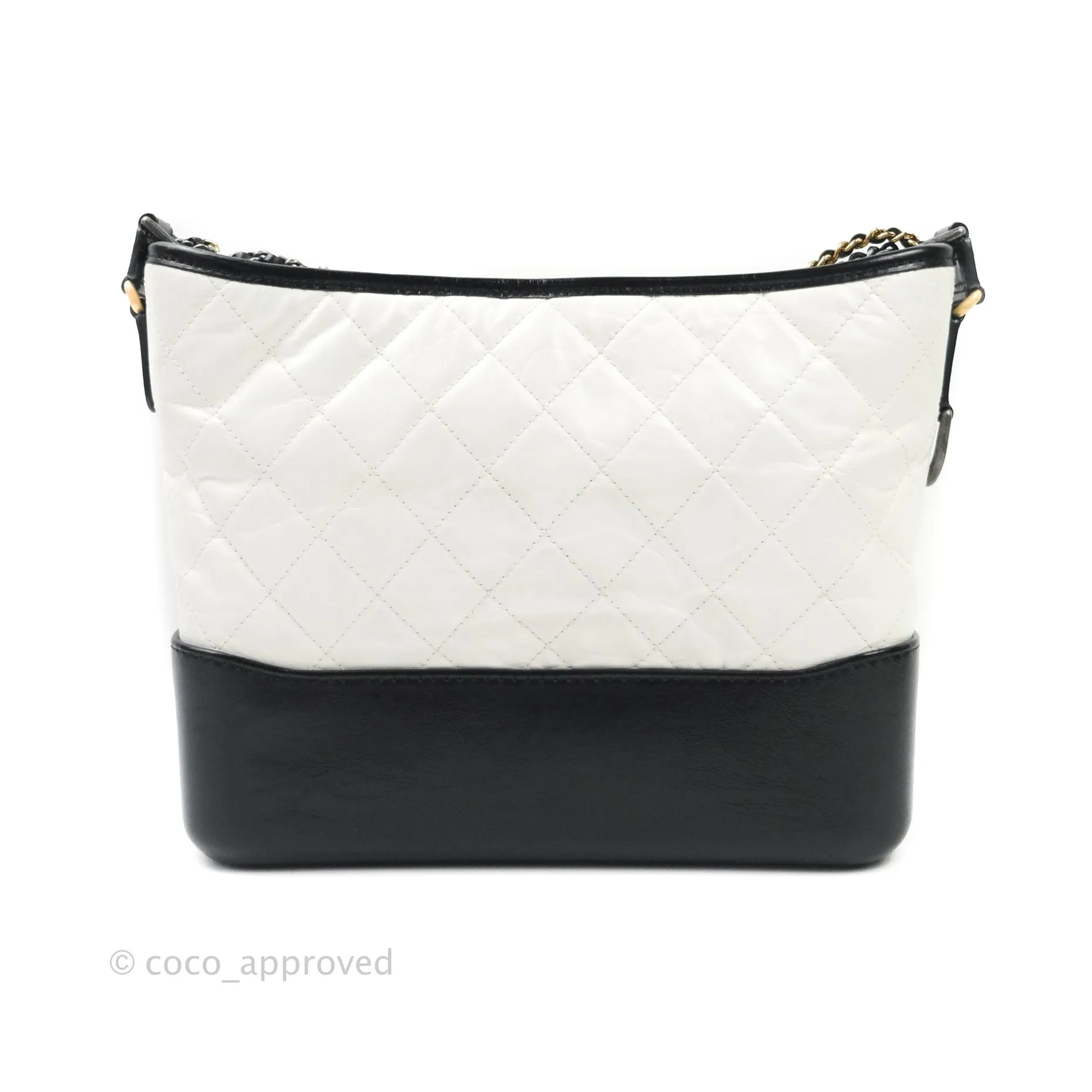 Chanel Medium Gabrielle White Black Aged Calfskin