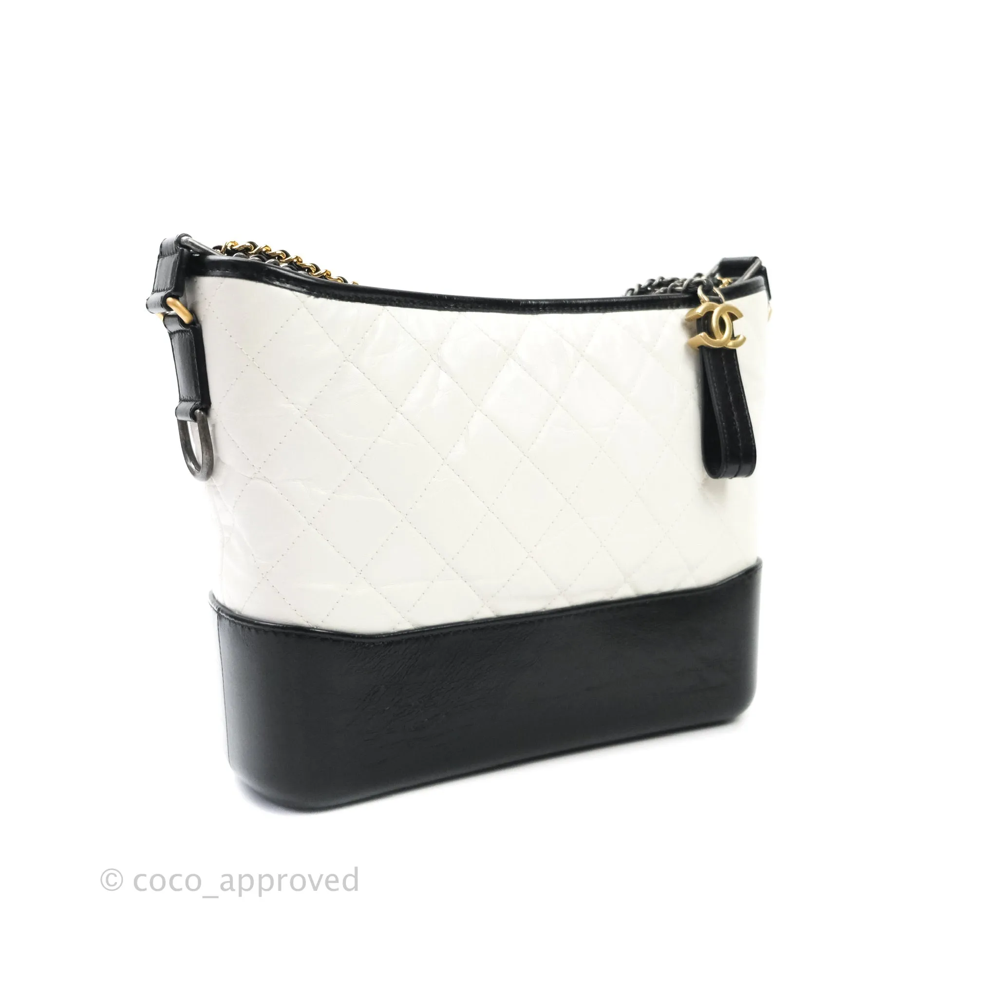 Chanel Medium Gabrielle White Black Aged Calfskin