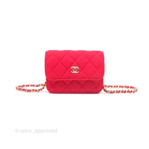 Chanel Mini Clutch With Chain Red Cotton Gold Hardware