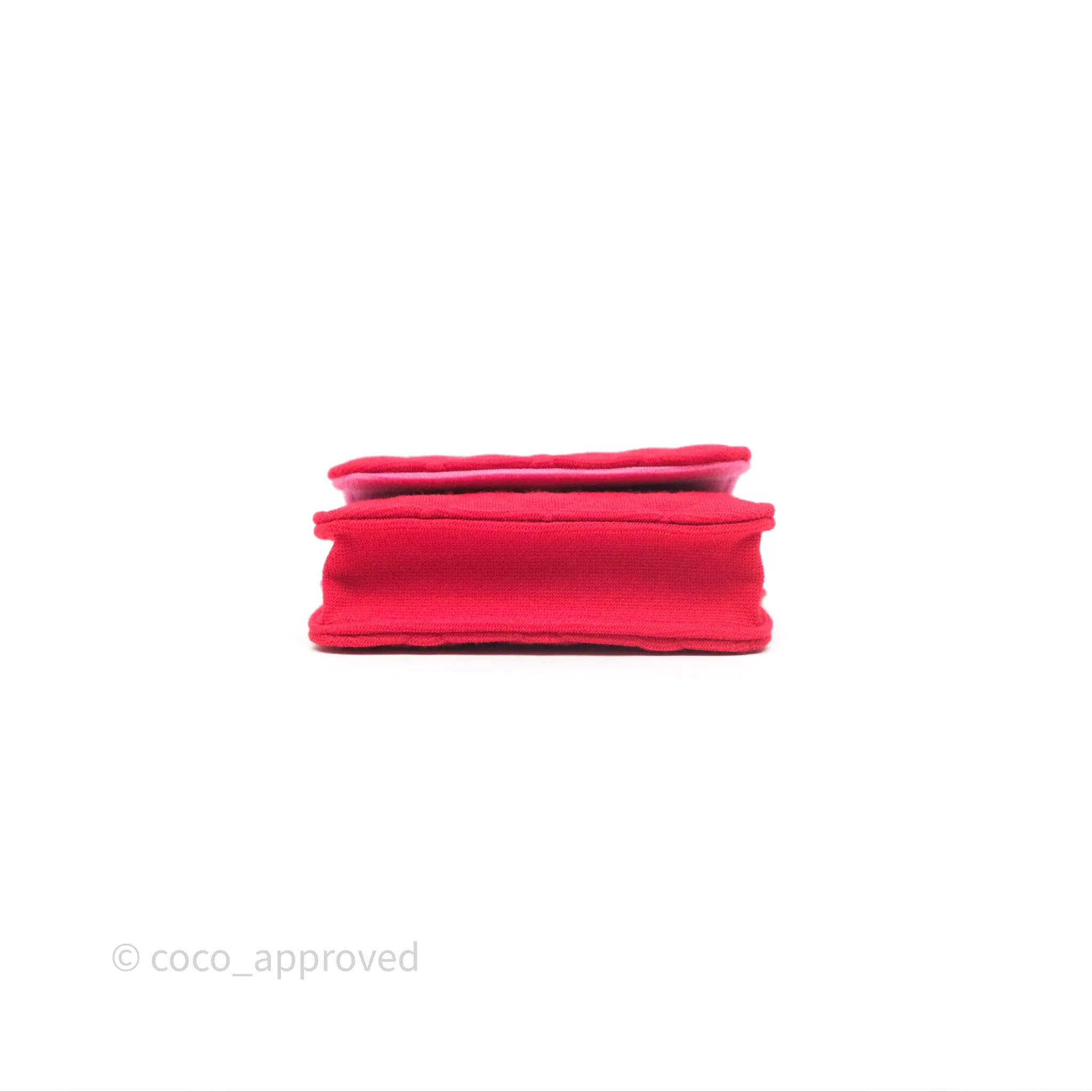 Chanel Mini Clutch With Chain Red Cotton Gold Hardware