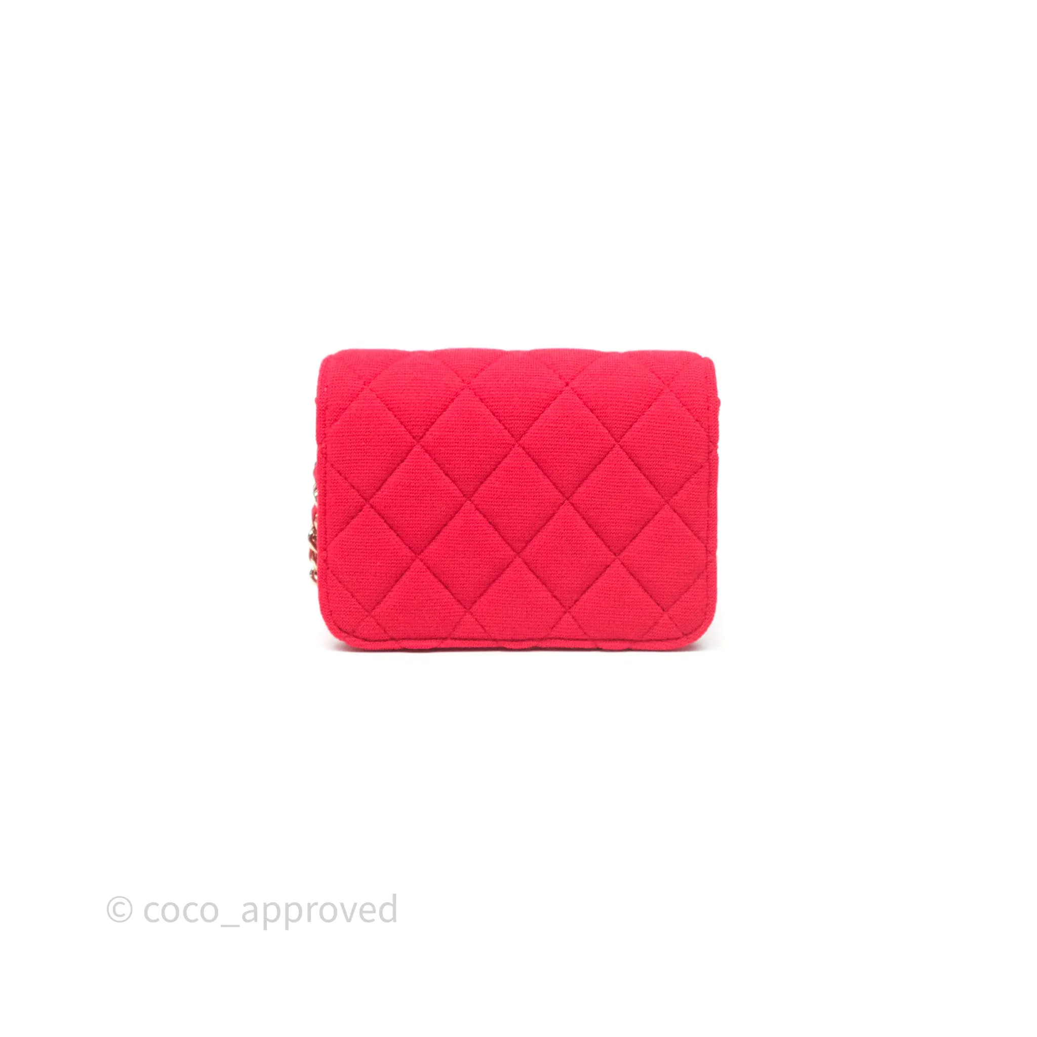 Chanel Mini Clutch With Chain Red Cotton Gold Hardware