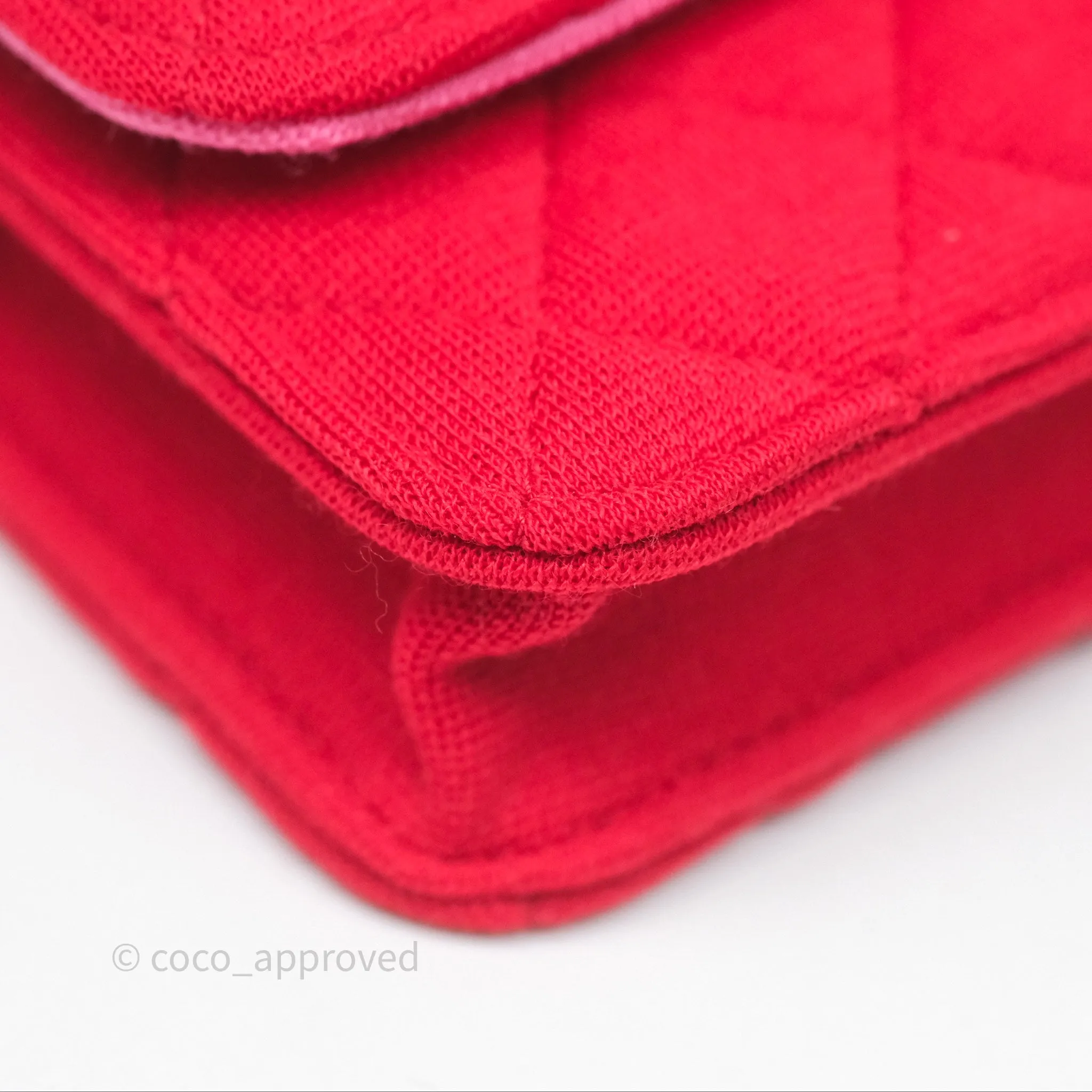 Chanel Mini Clutch With Chain Red Cotton Gold Hardware