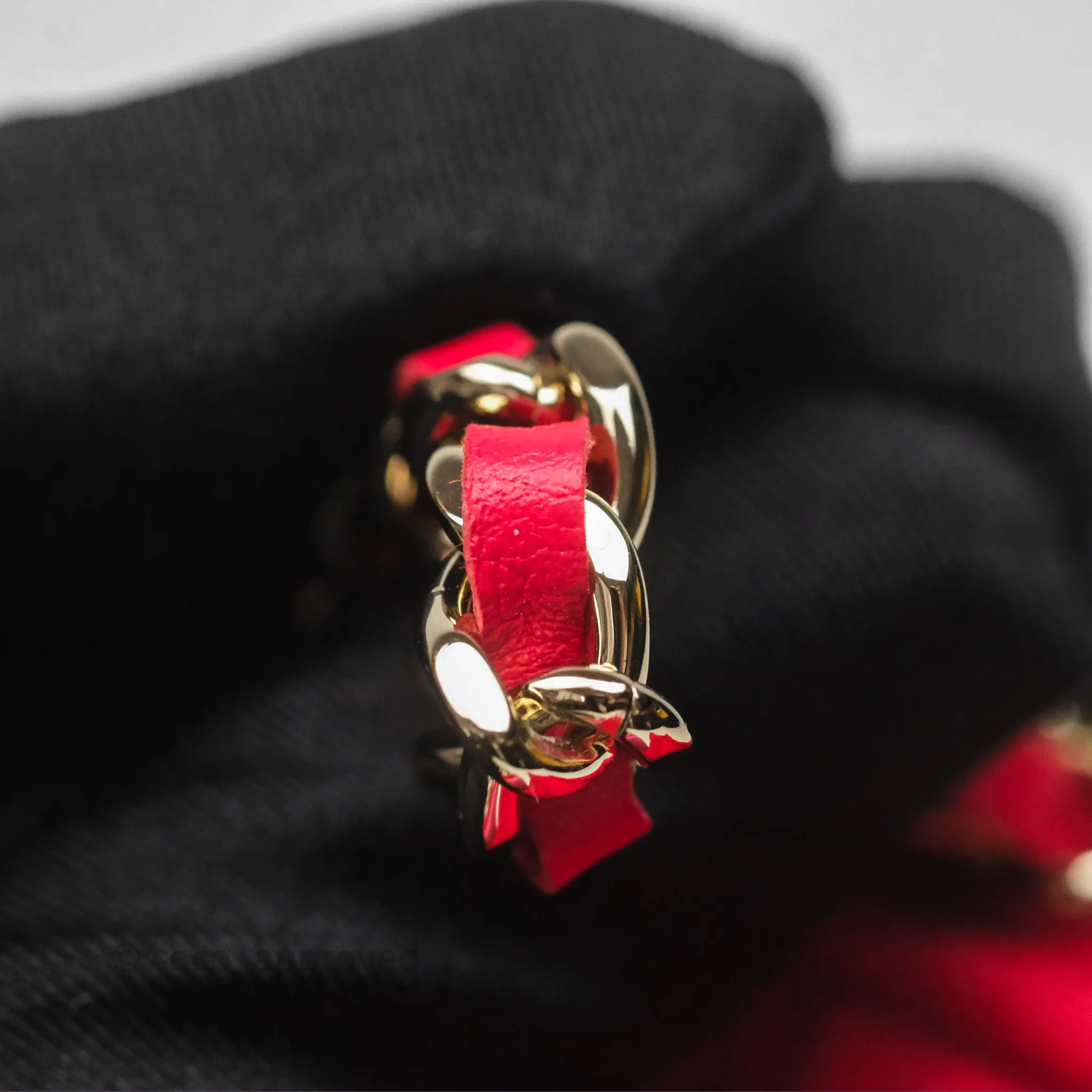 Chanel Mini Clutch With Chain Red Cotton Gold Hardware