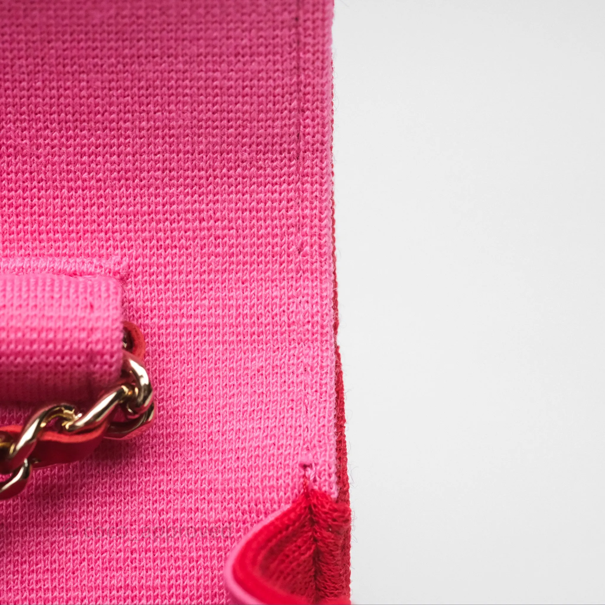 Chanel Mini Clutch With Chain Red Cotton Gold Hardware