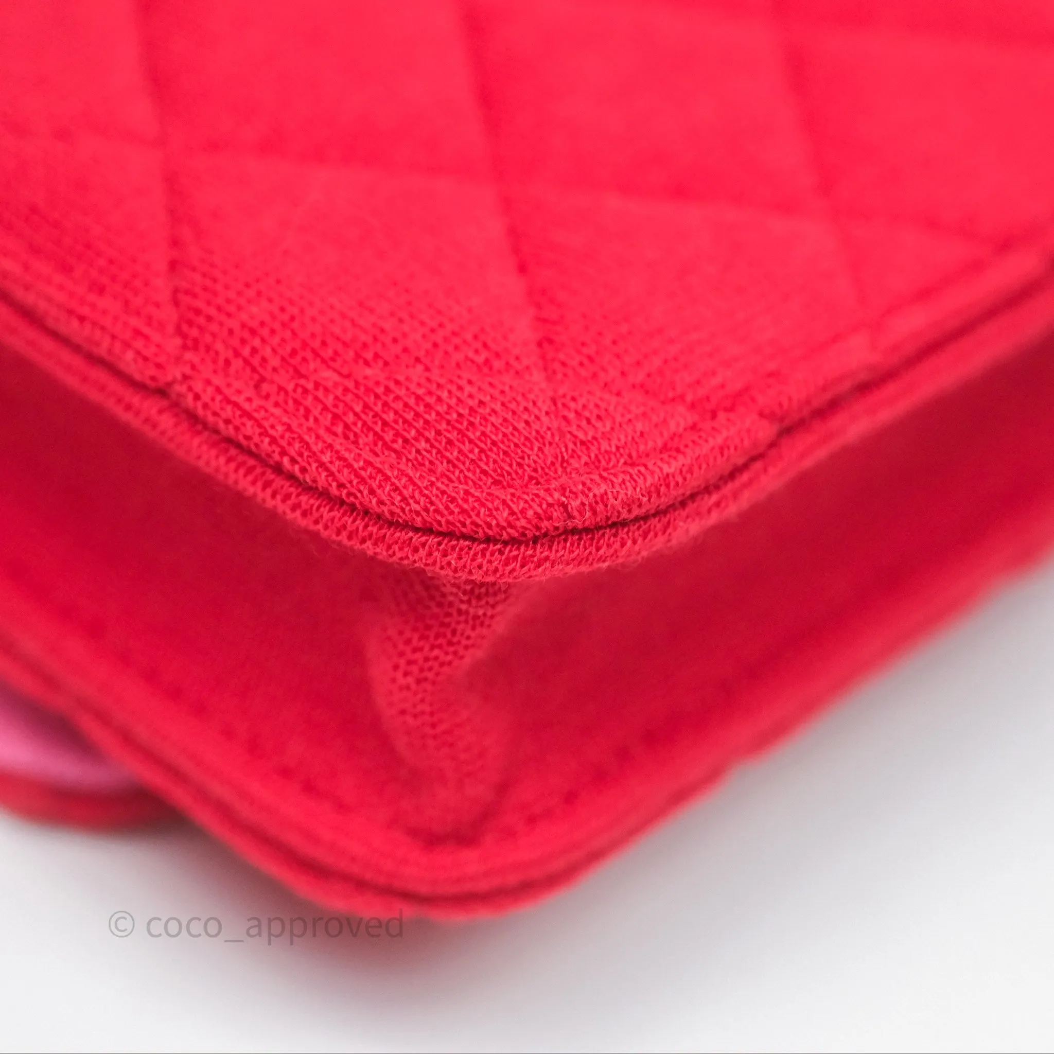 Chanel Mini Clutch With Chain Red Cotton Gold Hardware