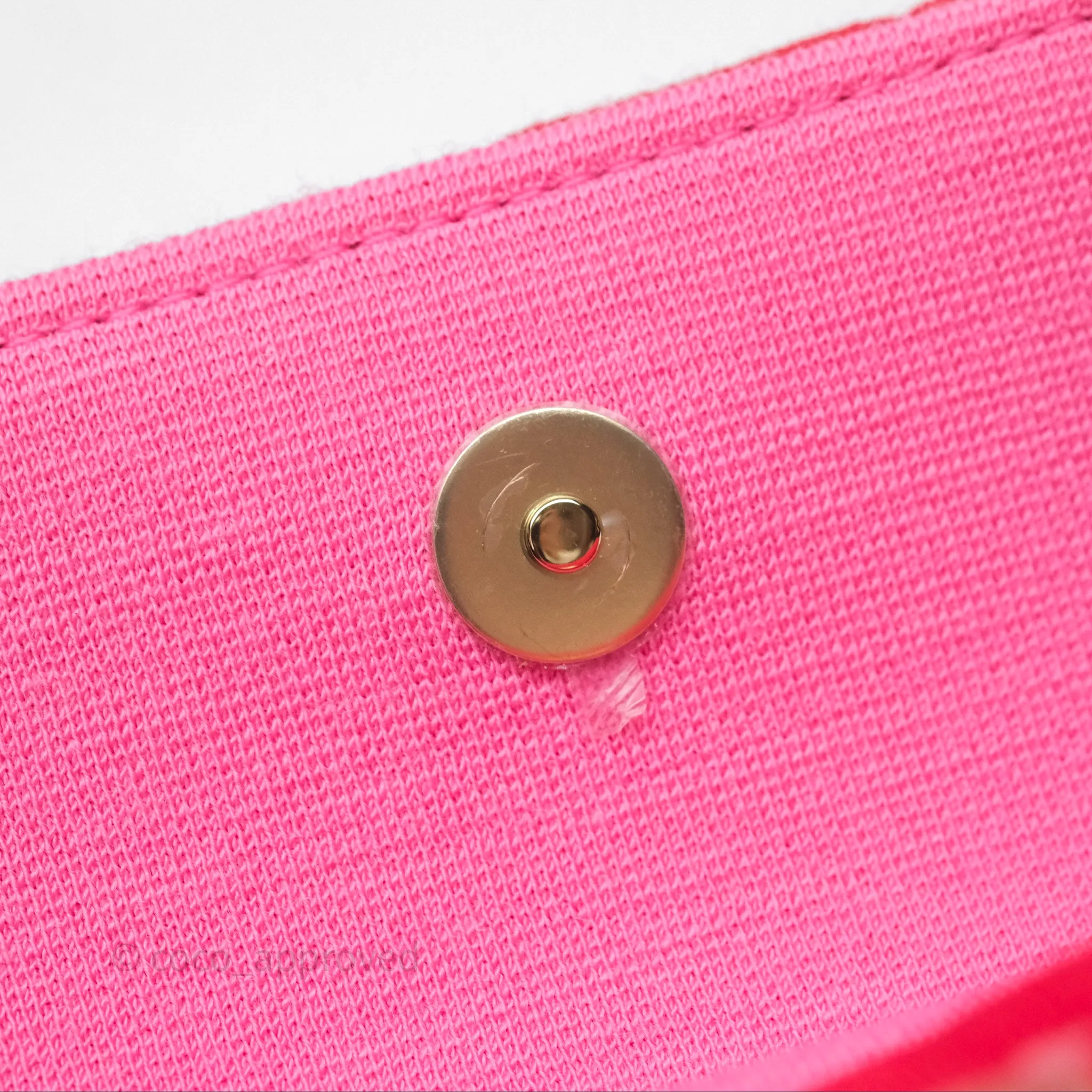 Chanel Mini Clutch With Chain Red Cotton Gold Hardware