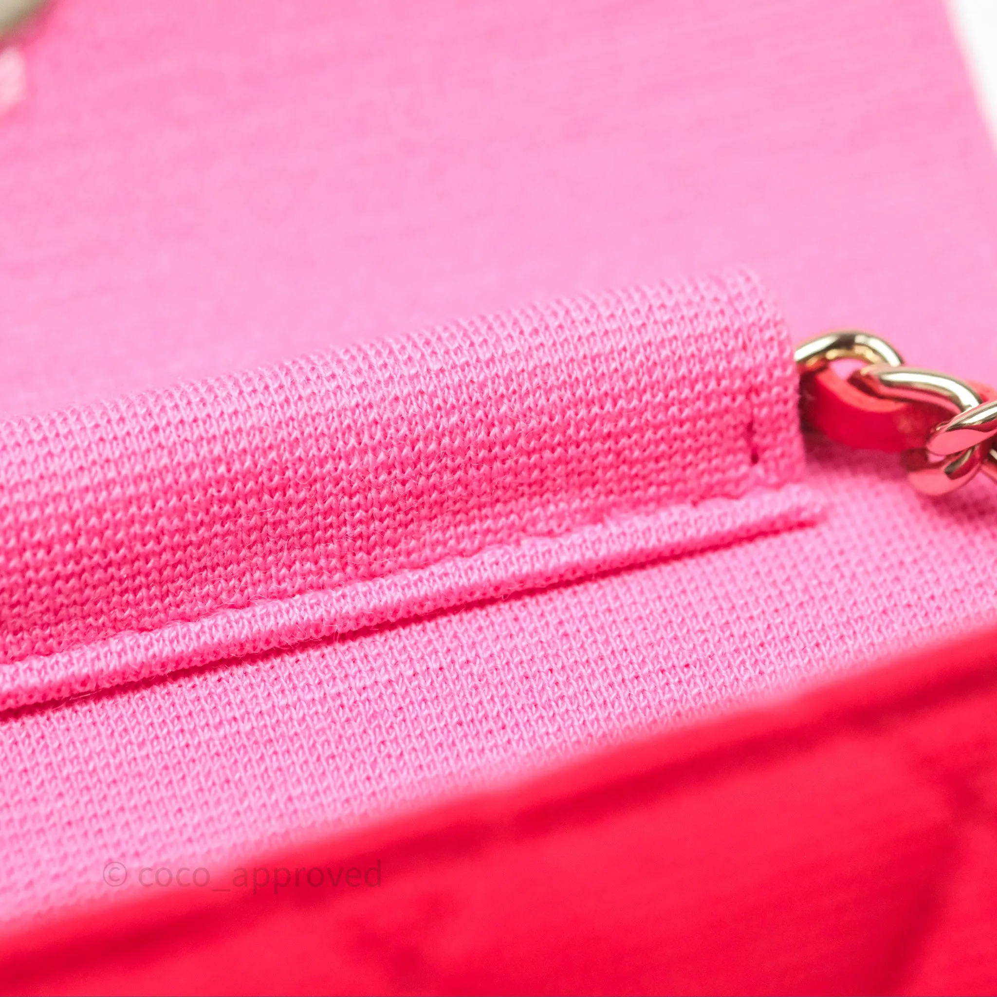 Chanel Mini Clutch With Chain Red Cotton Gold Hardware