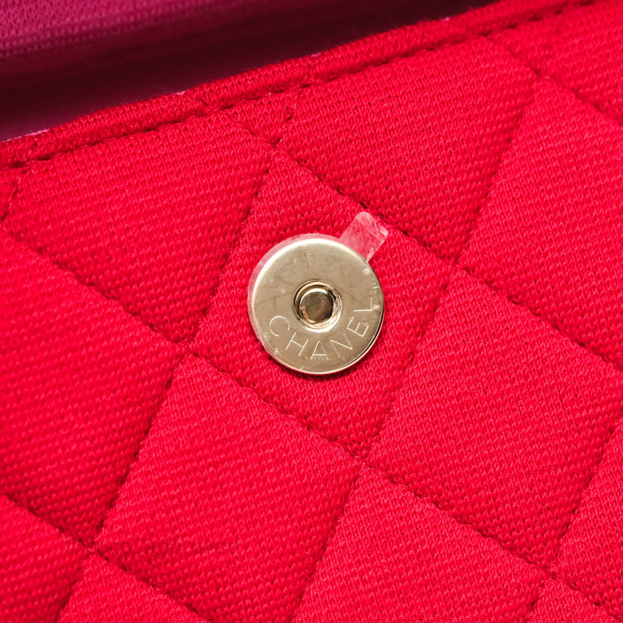 Chanel Mini Clutch With Chain Red Cotton Gold Hardware