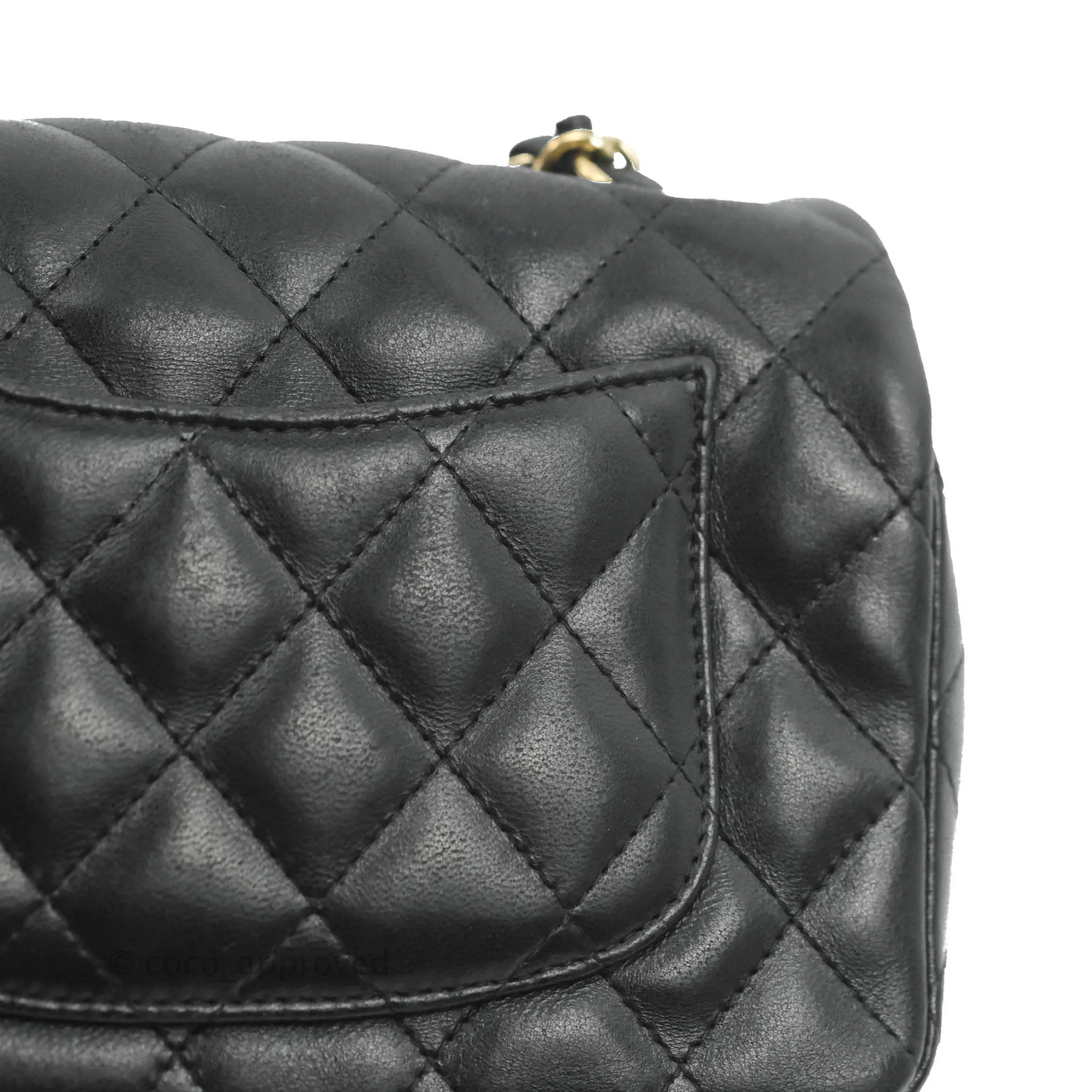 Chanel Mini Rectangular Flap Bag Valentine Limited Edition Black Lambskin Gold Hardware