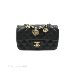 Chanel Mini Rectangular Flap Bag Valentine Limited Edition Black Lambskin Gold Hardware