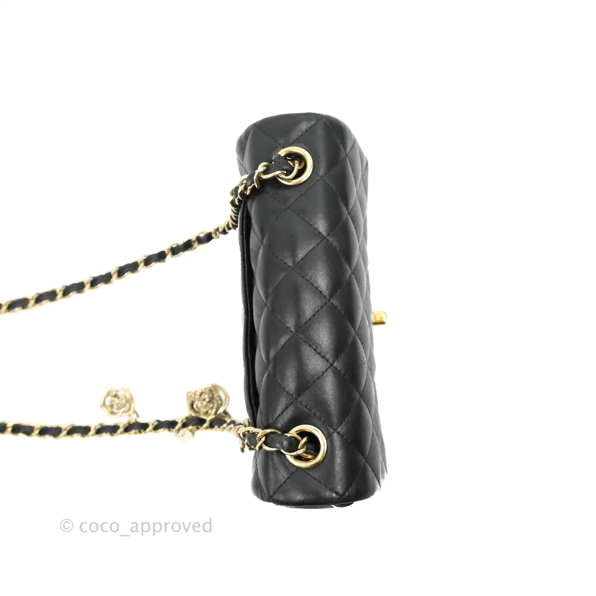 Chanel Mini Rectangular Flap Bag Valentine Limited Edition Black Lambskin Gold Hardware