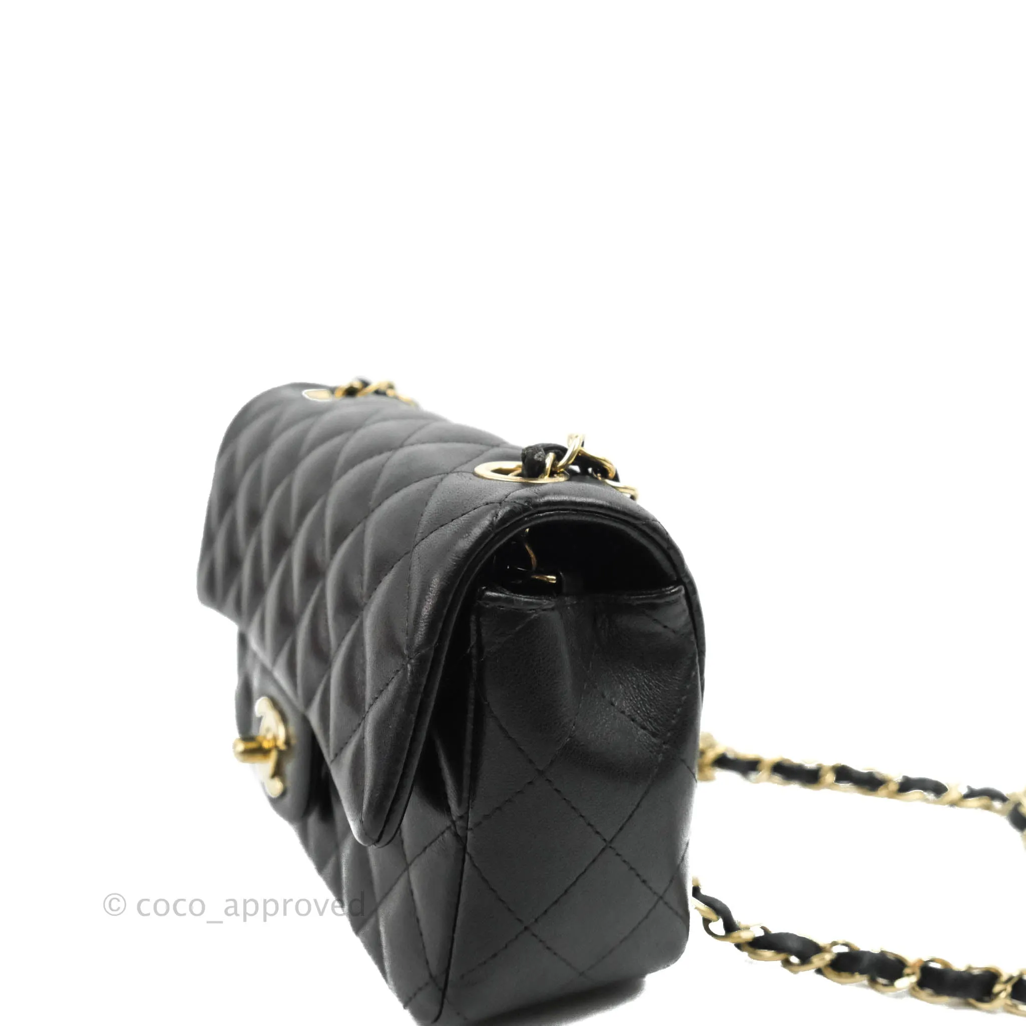 Chanel Mini Rectangular Flap Bag Valentine Limited Edition Black Lambskin Gold Hardware