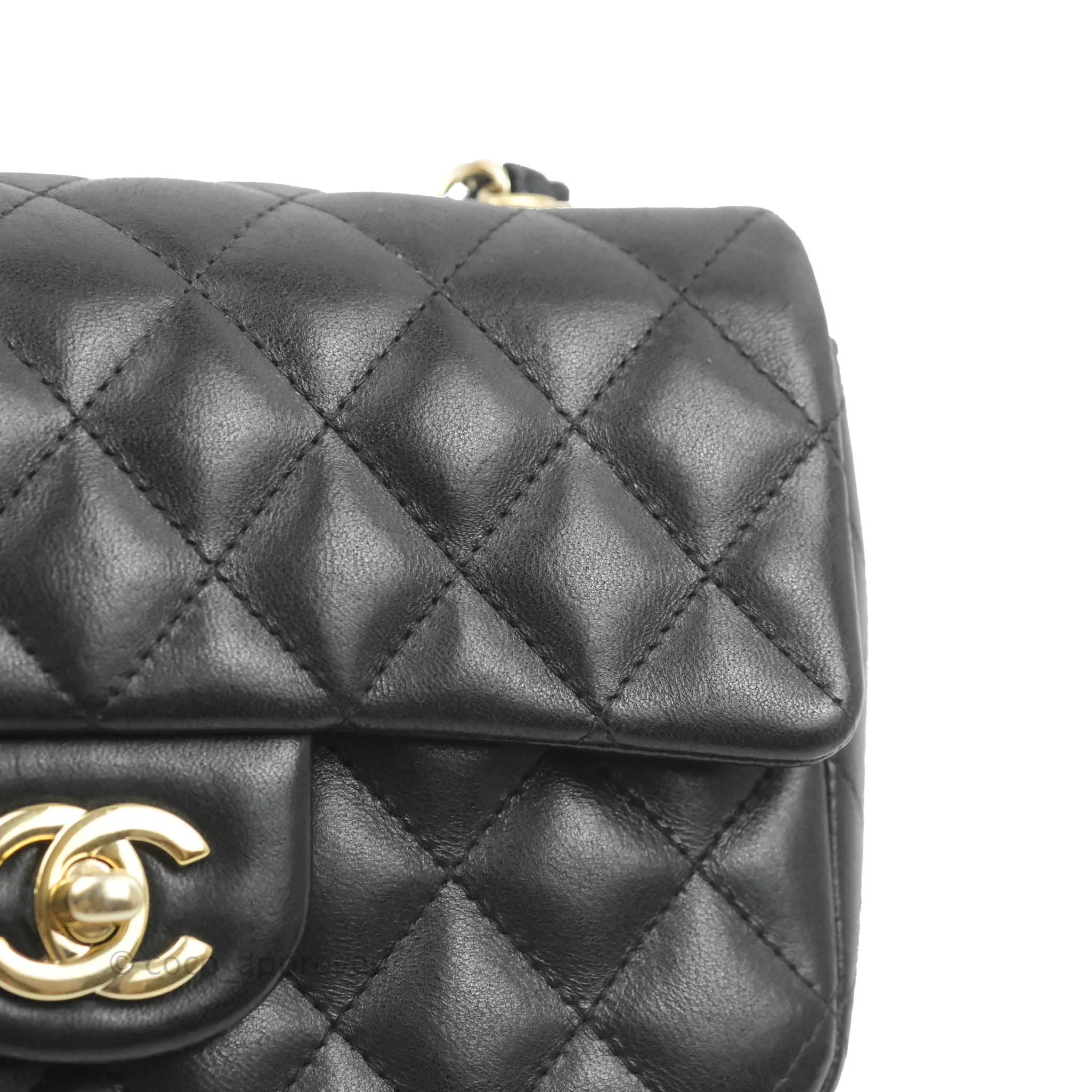 Chanel Mini Rectangular Flap Bag Valentine Limited Edition Black Lambskin Gold Hardware