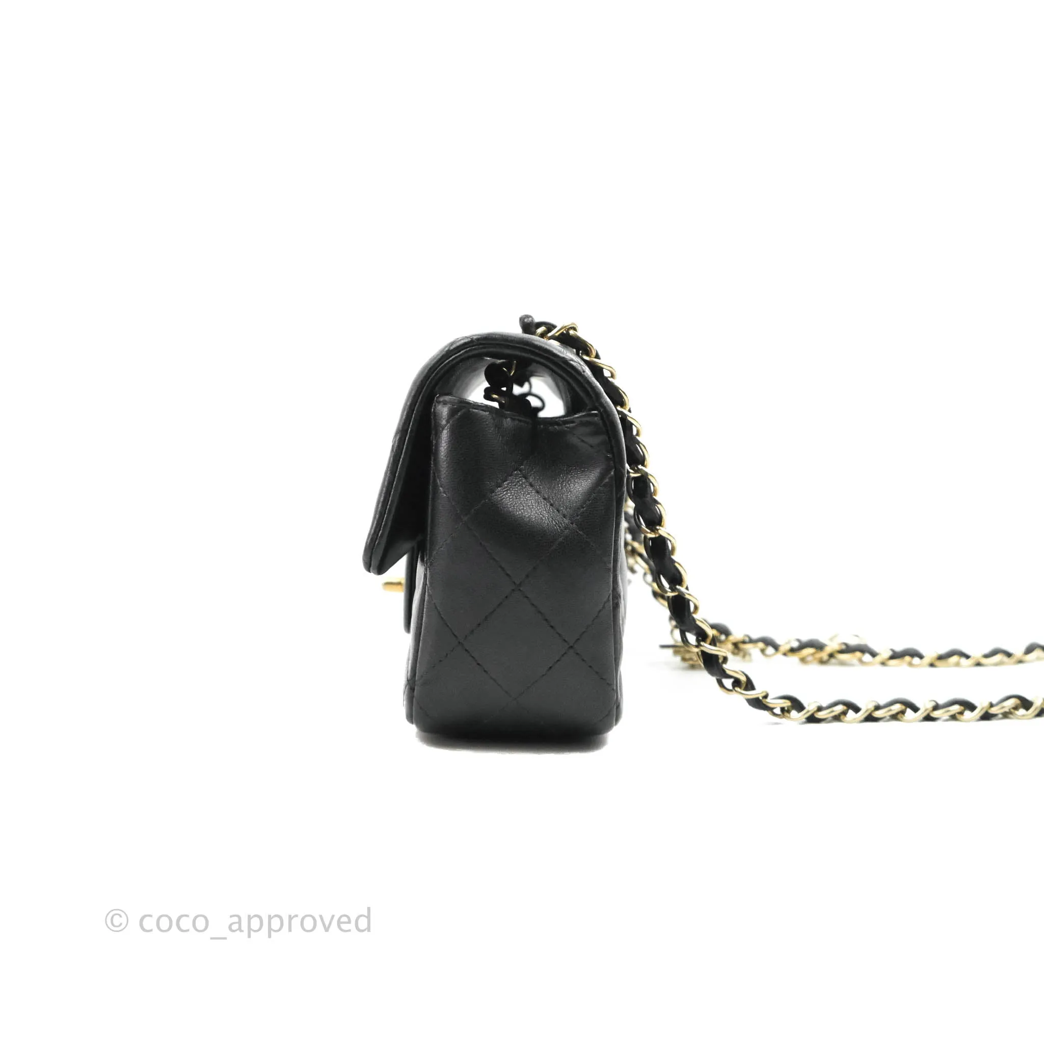 Chanel Mini Rectangular Flap Bag Valentine Limited Edition Black Lambskin Gold Hardware