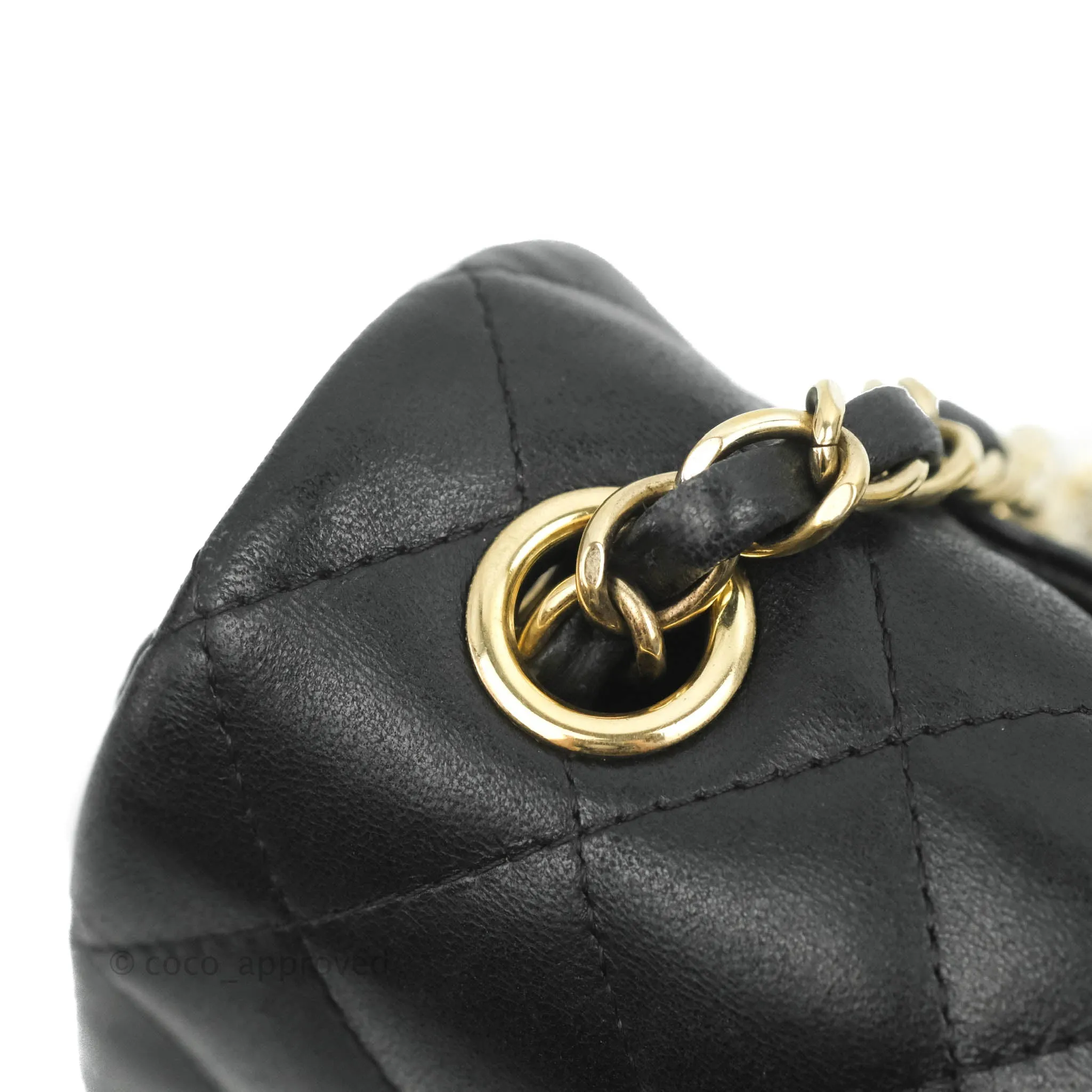 Chanel Mini Rectangular Flap Bag Valentine Limited Edition Black Lambskin Gold Hardware