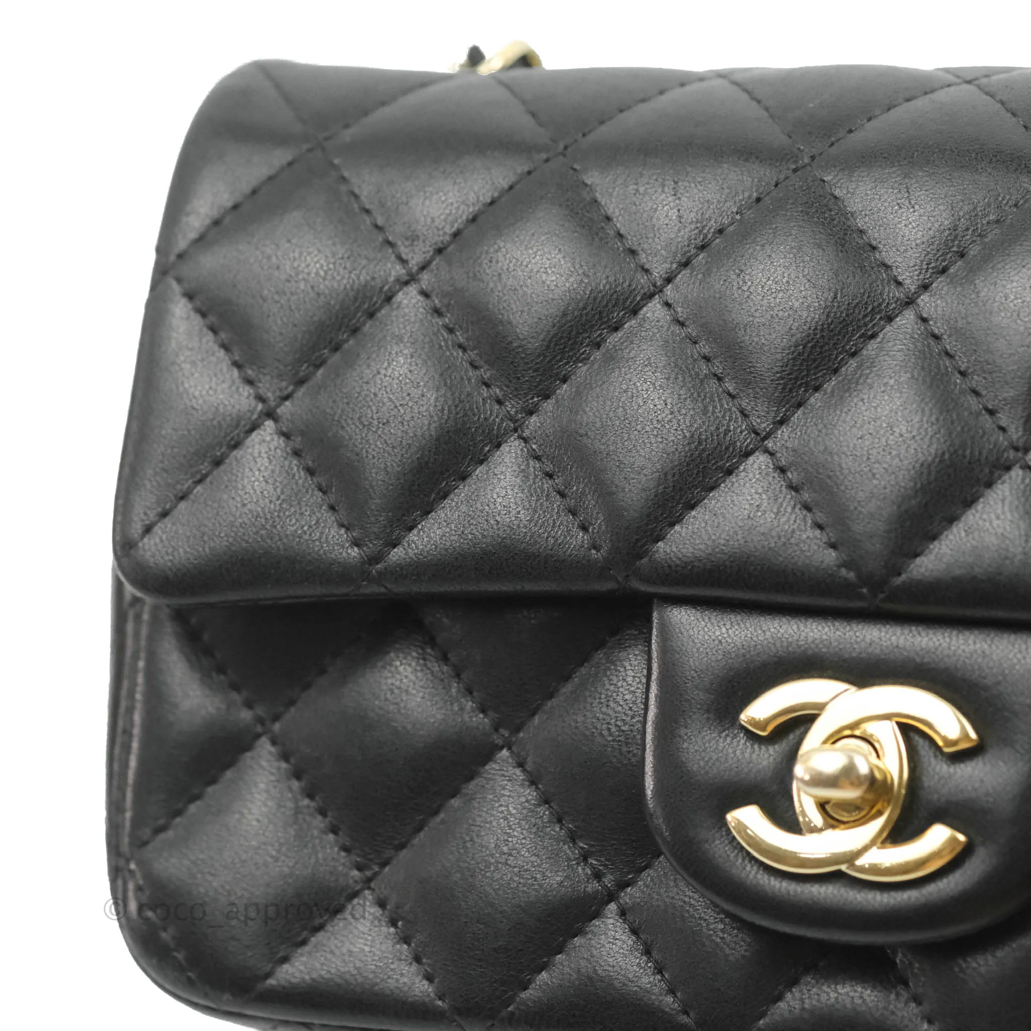 Chanel Mini Rectangular Flap Bag Valentine Limited Edition Black Lambskin Gold Hardware