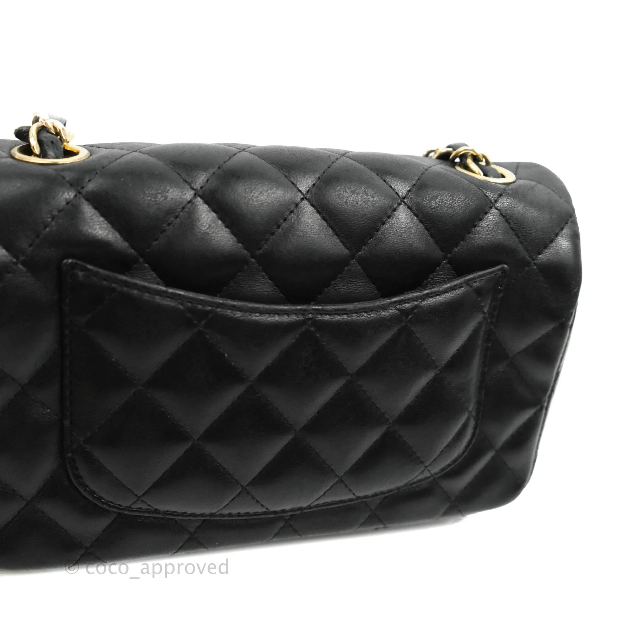 Chanel Mini Rectangular Flap Bag Valentine Limited Edition Black Lambskin Gold Hardware