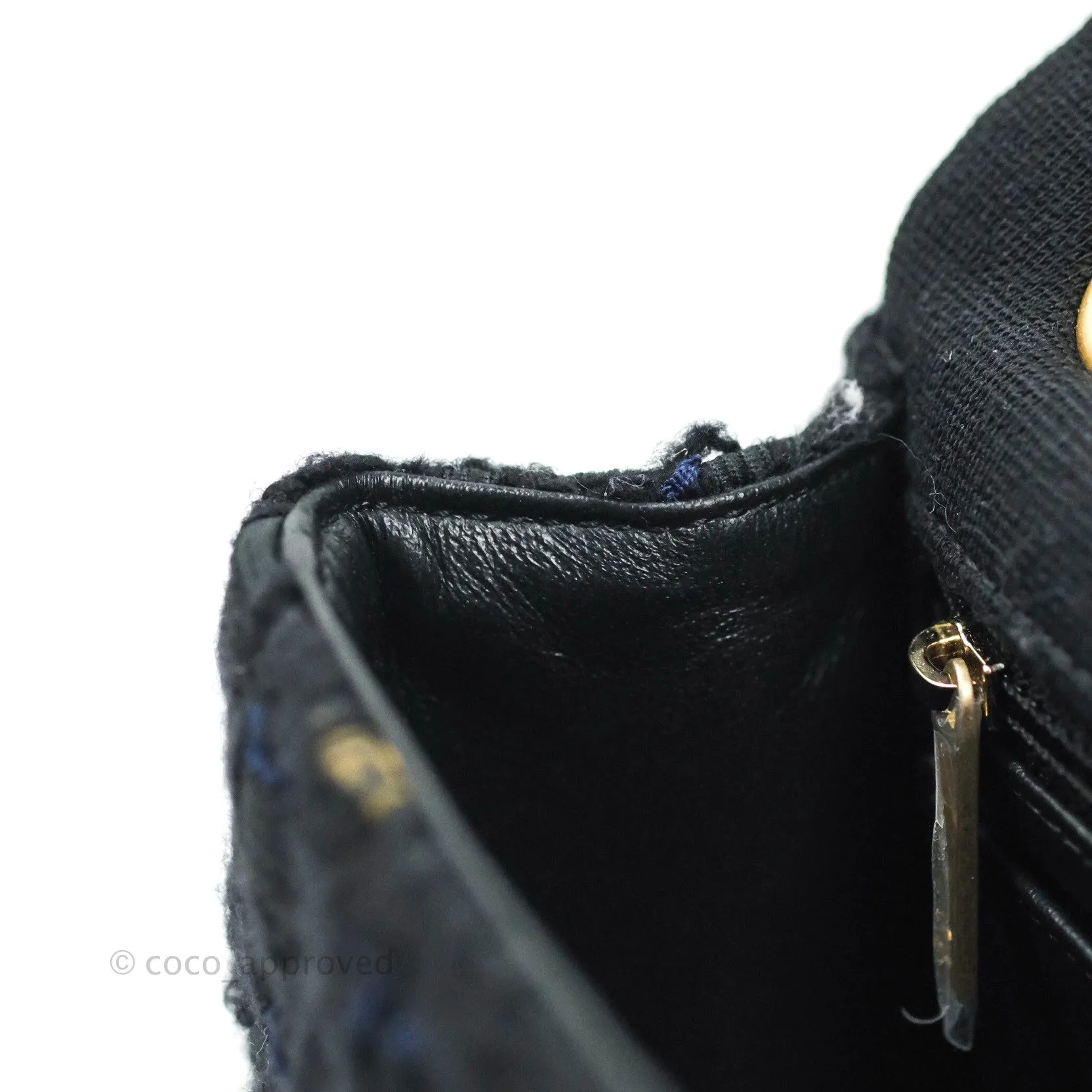 Chanel Mini Reissue 224 Black Navy Tweed Gold Hardware