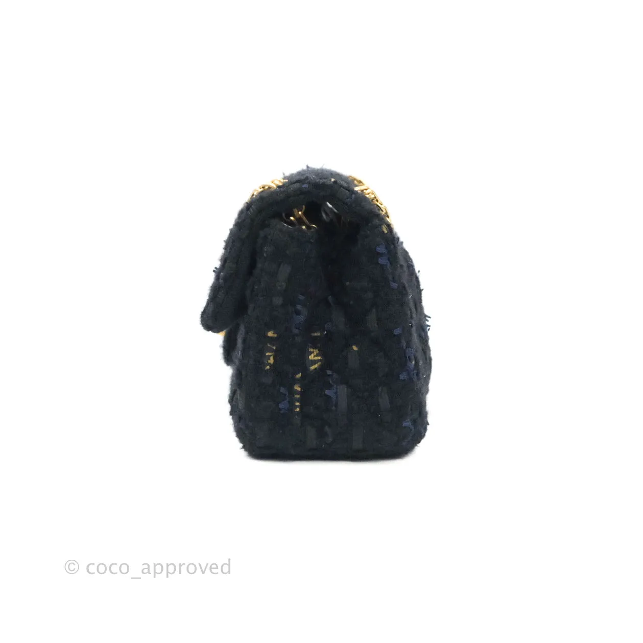 Chanel Mini Reissue 224 Black Navy Tweed Gold Hardware