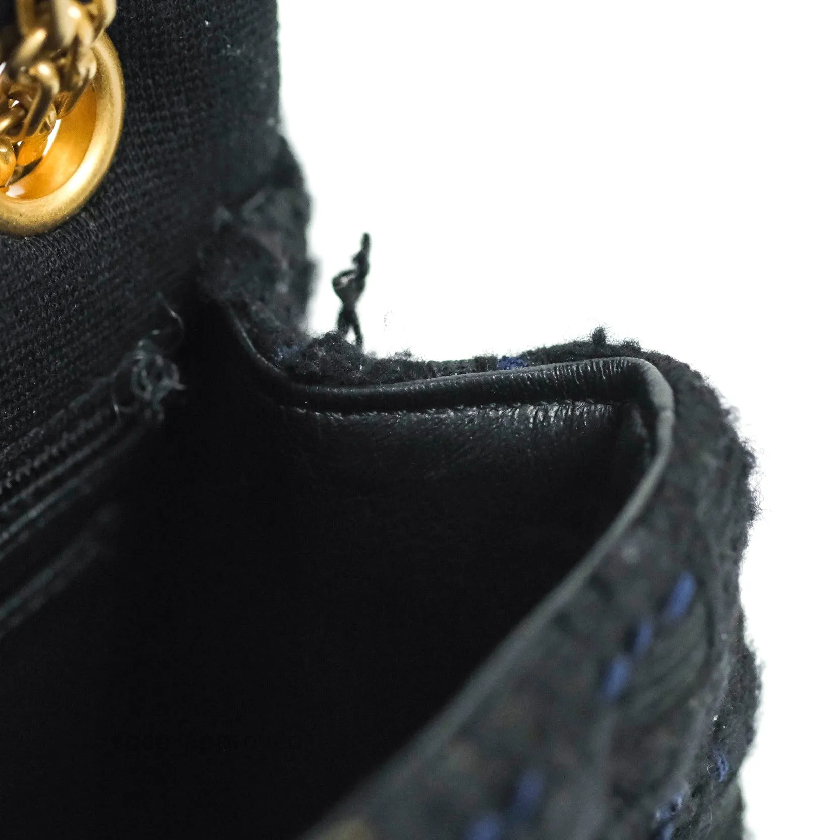 Chanel Mini Reissue 224 Black Navy Tweed Gold Hardware