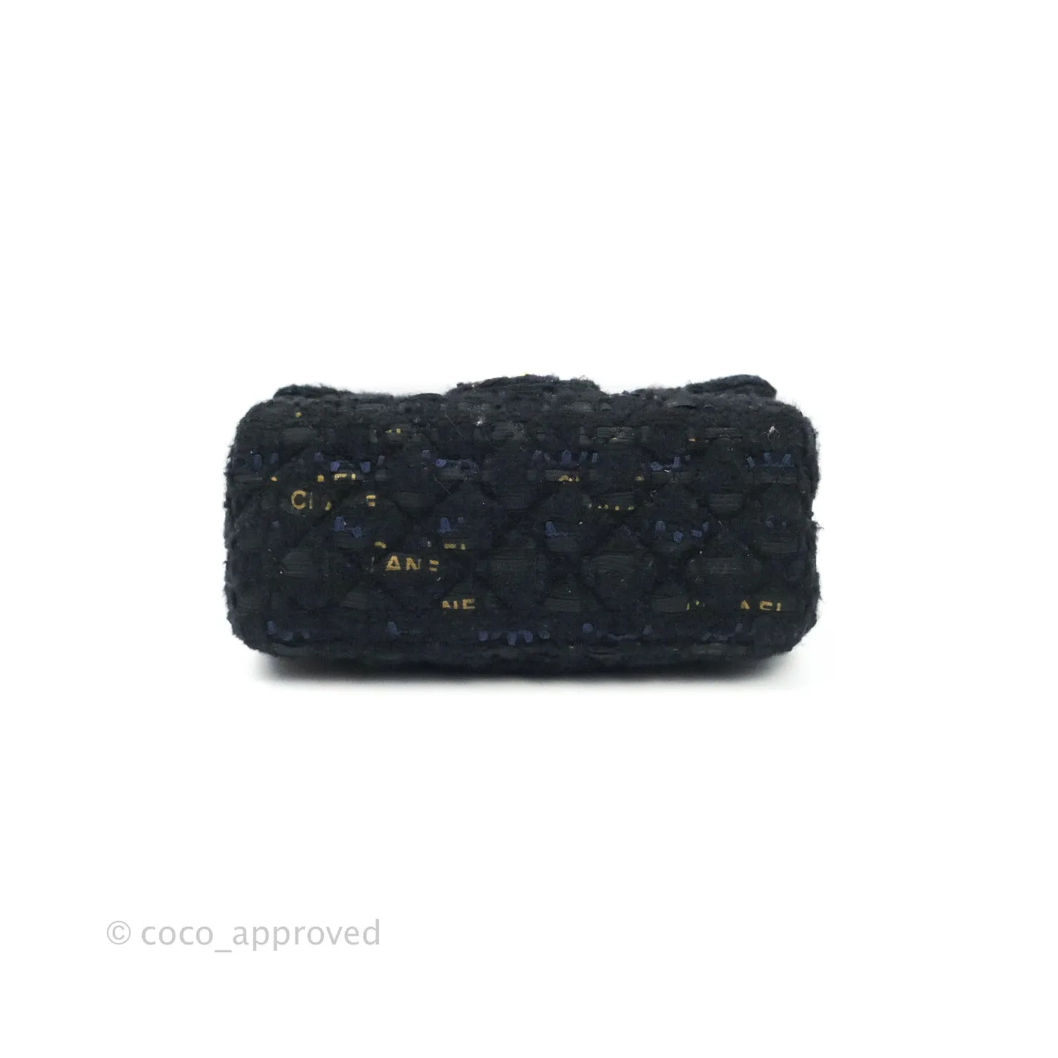 Chanel Mini Reissue 224 Black Navy Tweed Gold Hardware