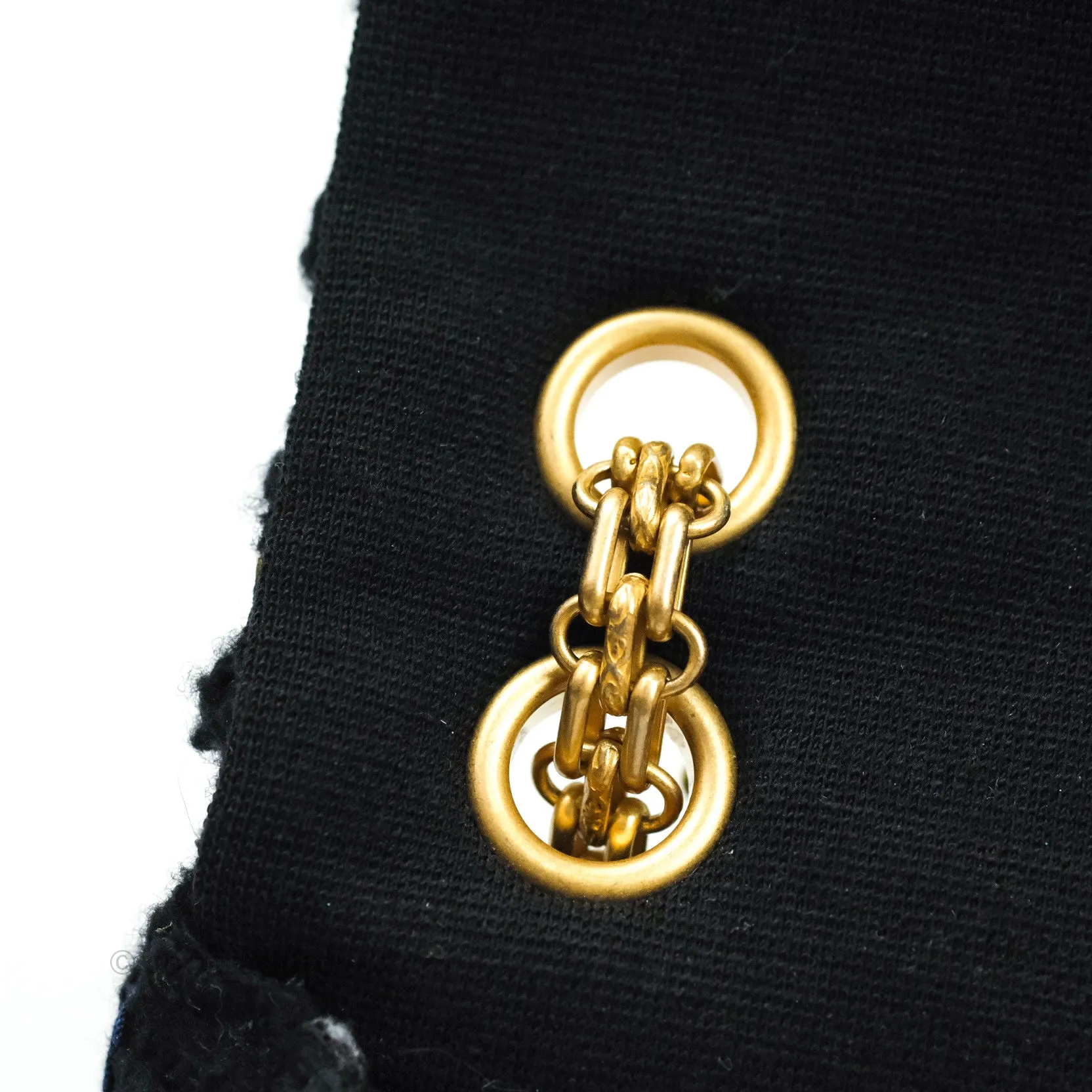 Chanel Mini Reissue 224 Black Navy Tweed Gold Hardware