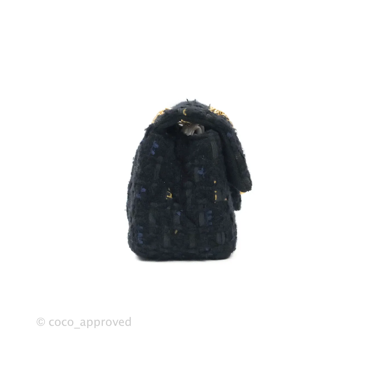 Chanel Mini Reissue 224 Black Navy Tweed Gold Hardware