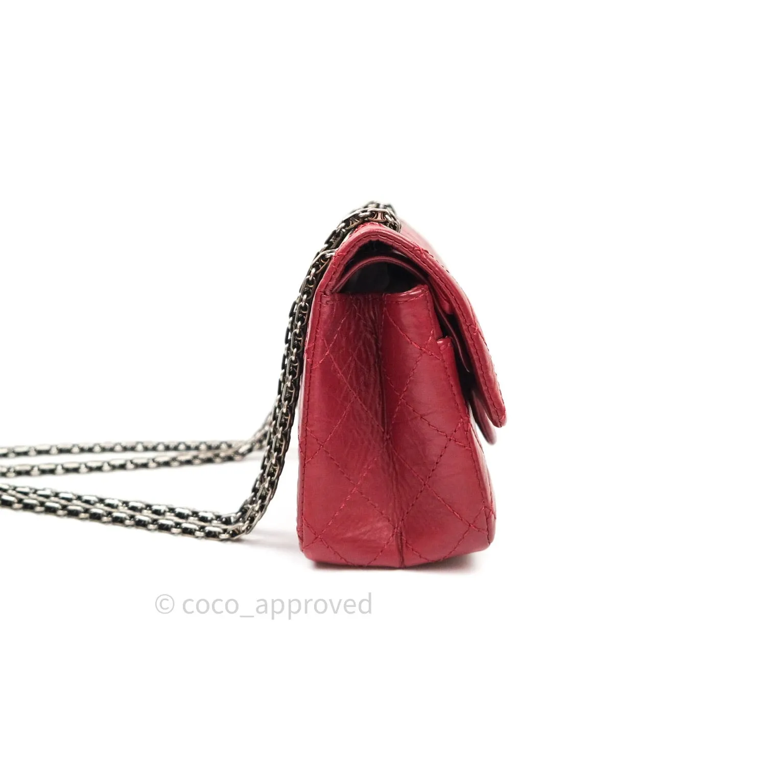 Chanel Mini Reissue 224 Dark Red Aged Calfskin Ruthenium Hardware