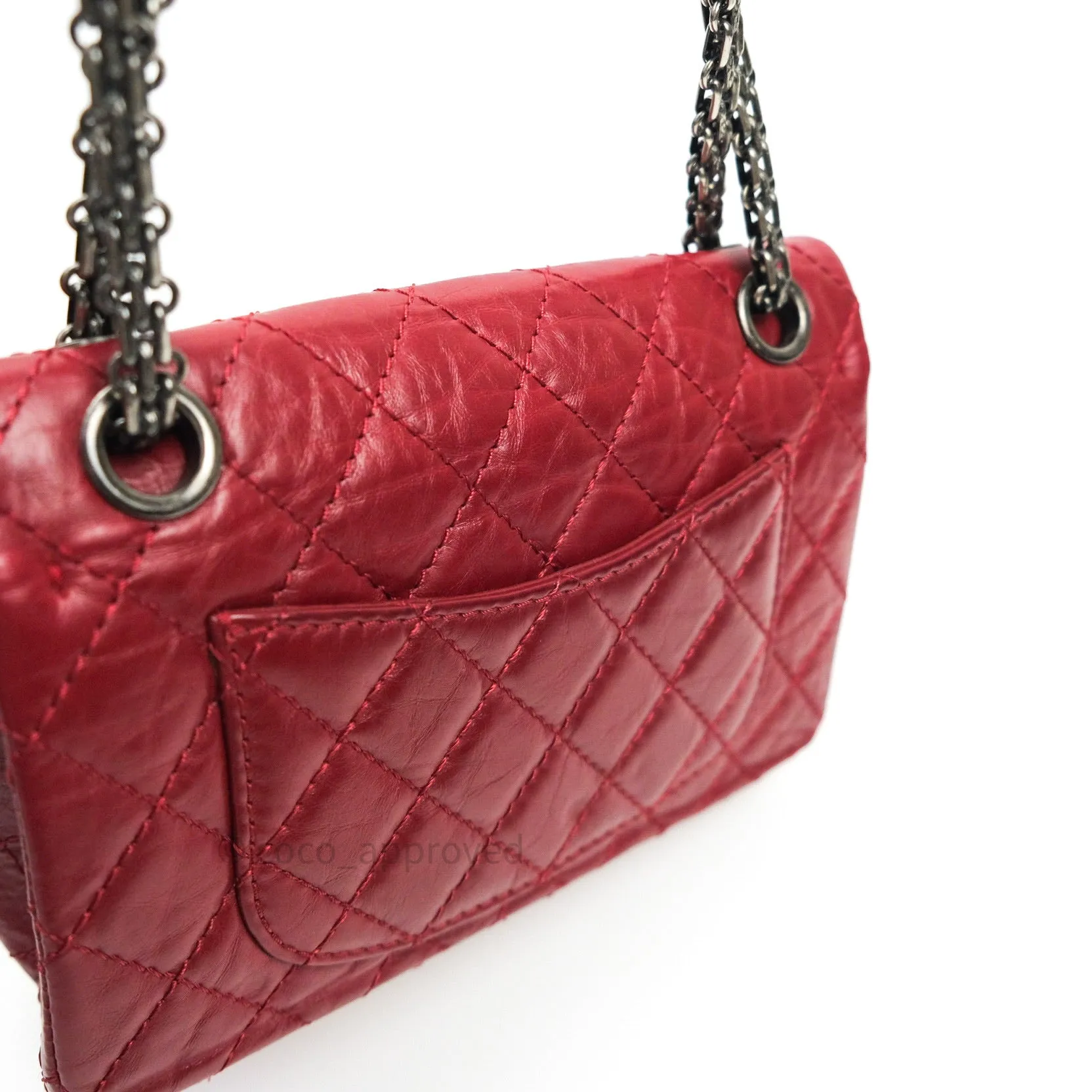 Chanel Mini Reissue 224 Dark Red Aged Calfskin Ruthenium Hardware