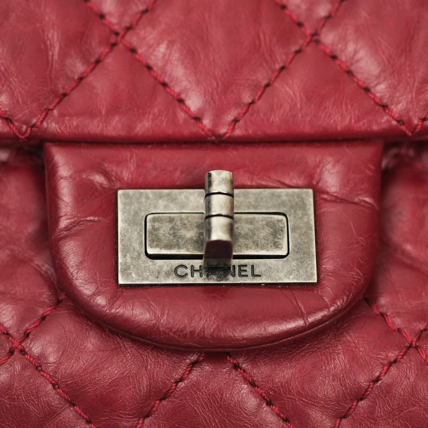 Chanel Mini Reissue 224 Dark Red Aged Calfskin Ruthenium Hardware