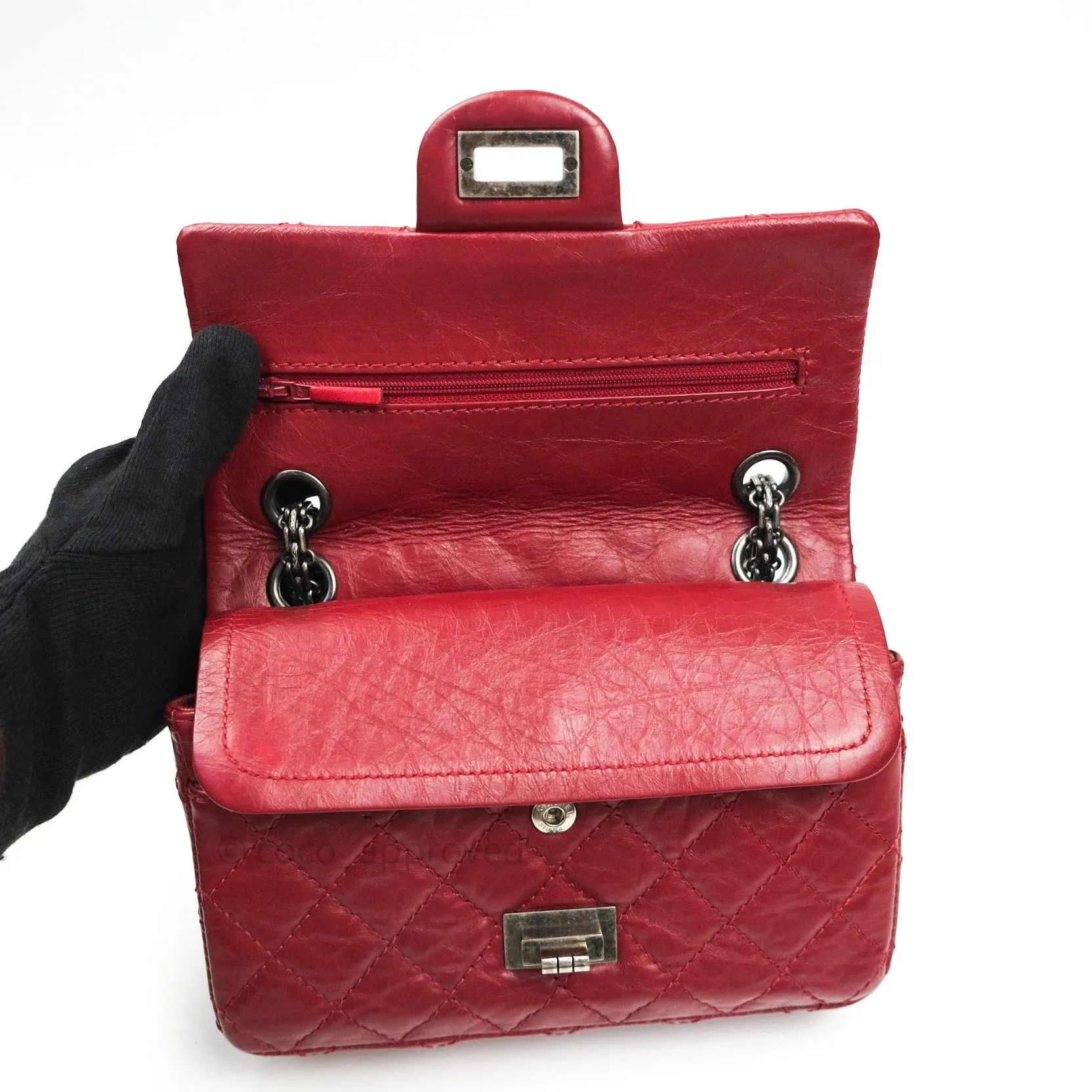 Chanel Mini Reissue 224 Dark Red Aged Calfskin Ruthenium Hardware